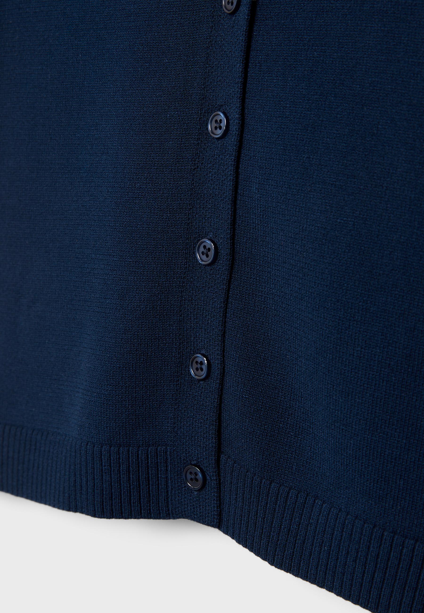 Stand collar buttoned knit cardigan — Dark blue