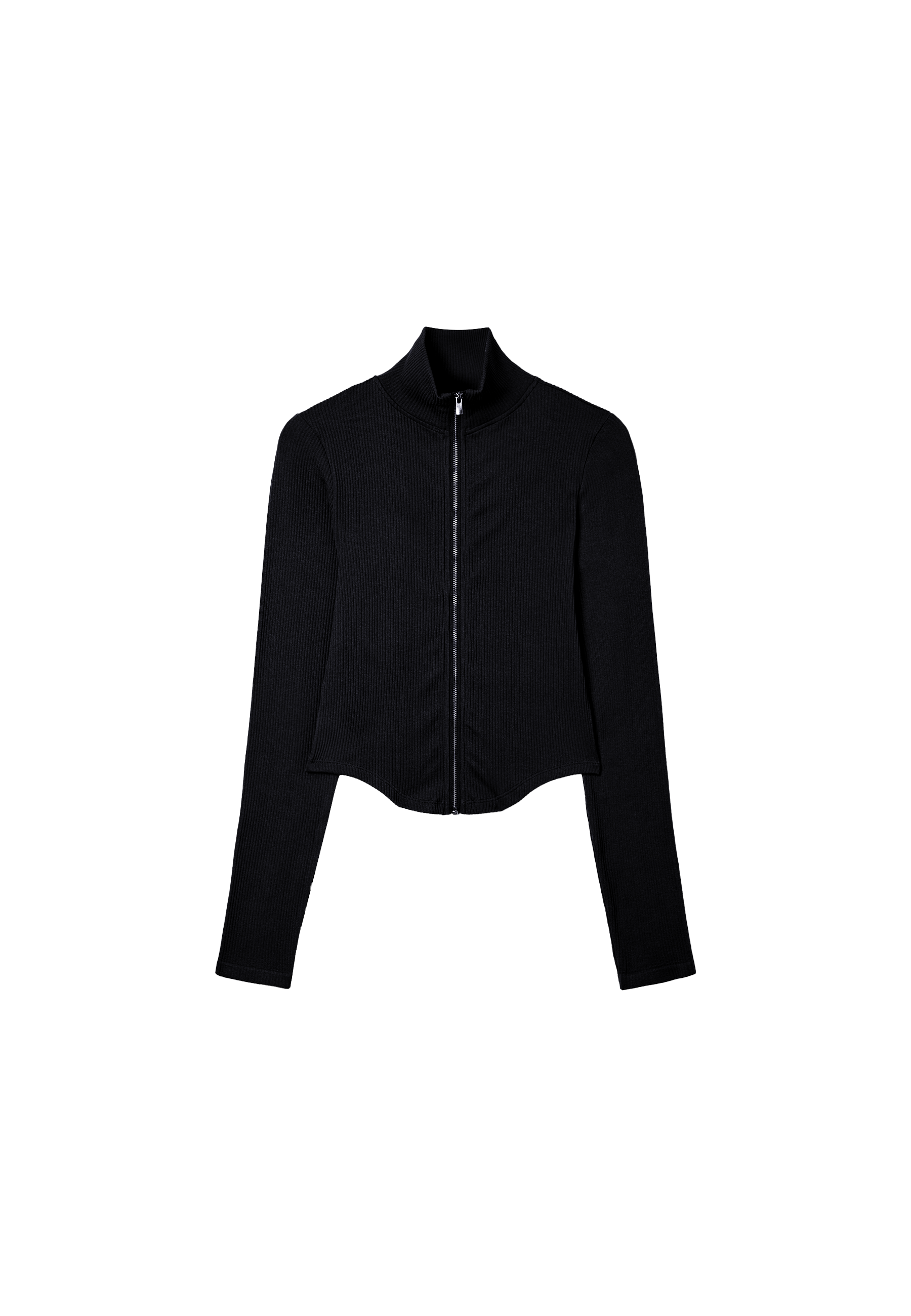 Fitted zip-up T-shirt — Black