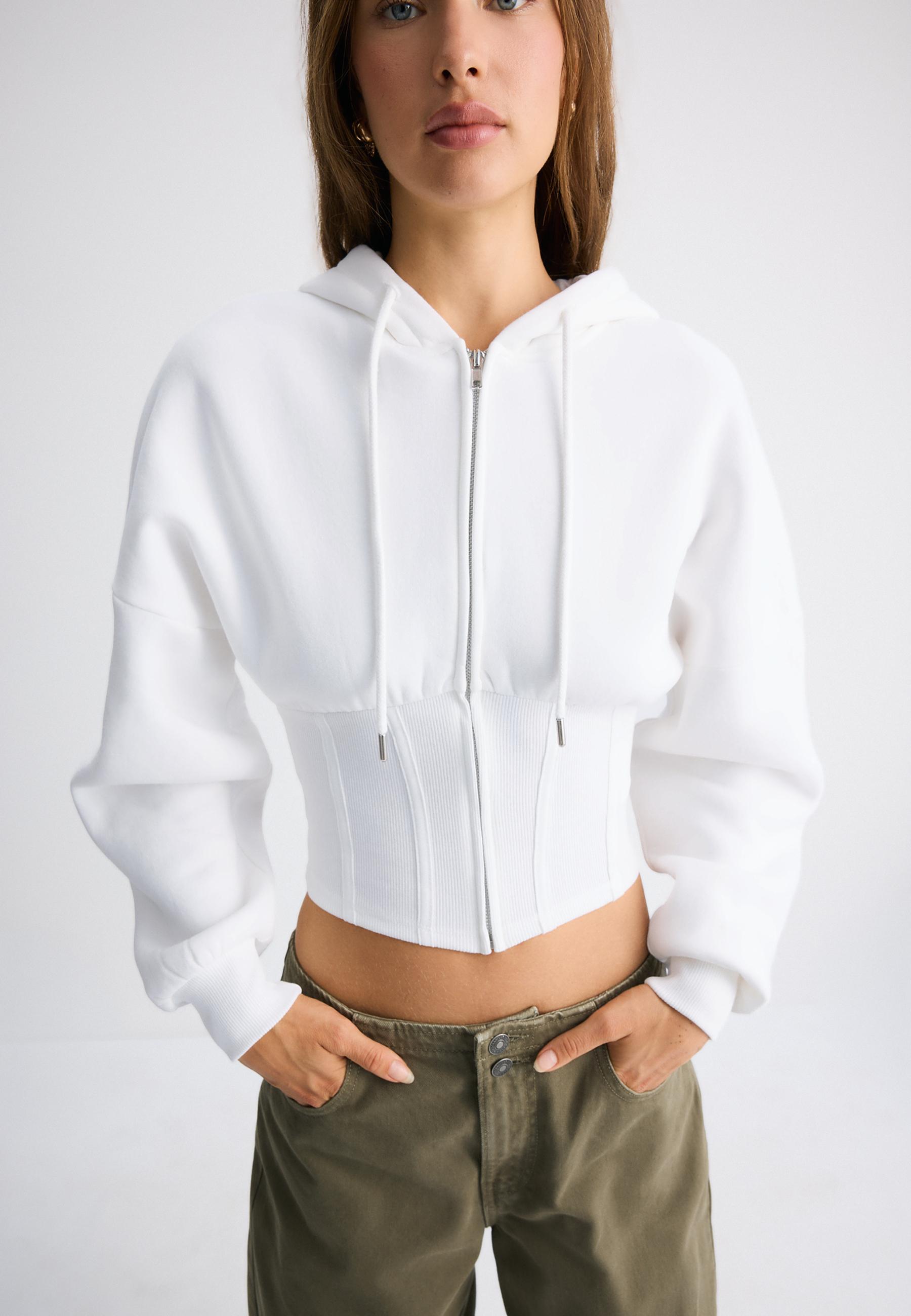 Corset-style hoodie — Ecru