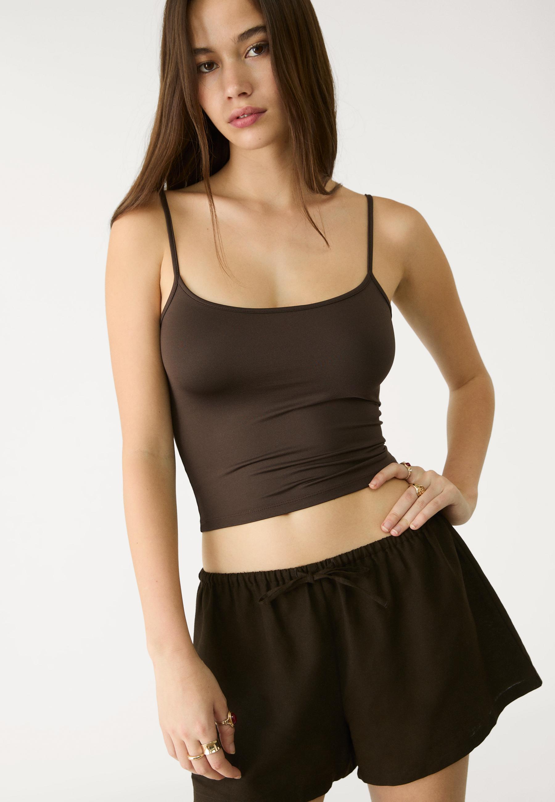 Shorts cordón efecto lino