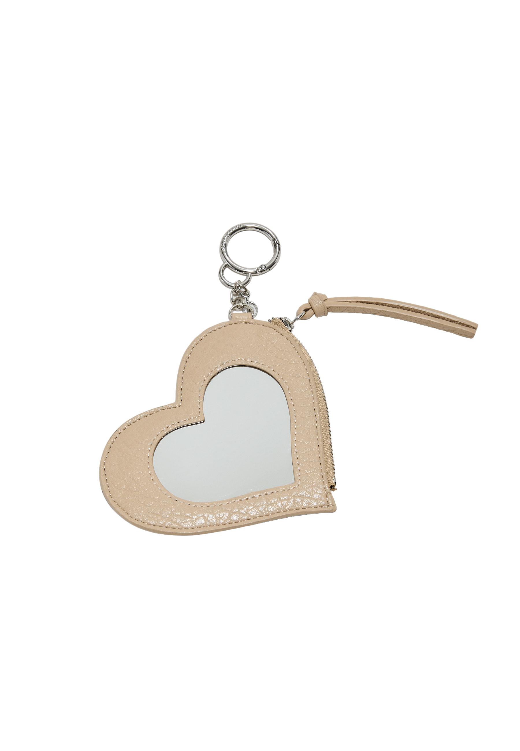 Heart mirror purse charm keyring — Ecru