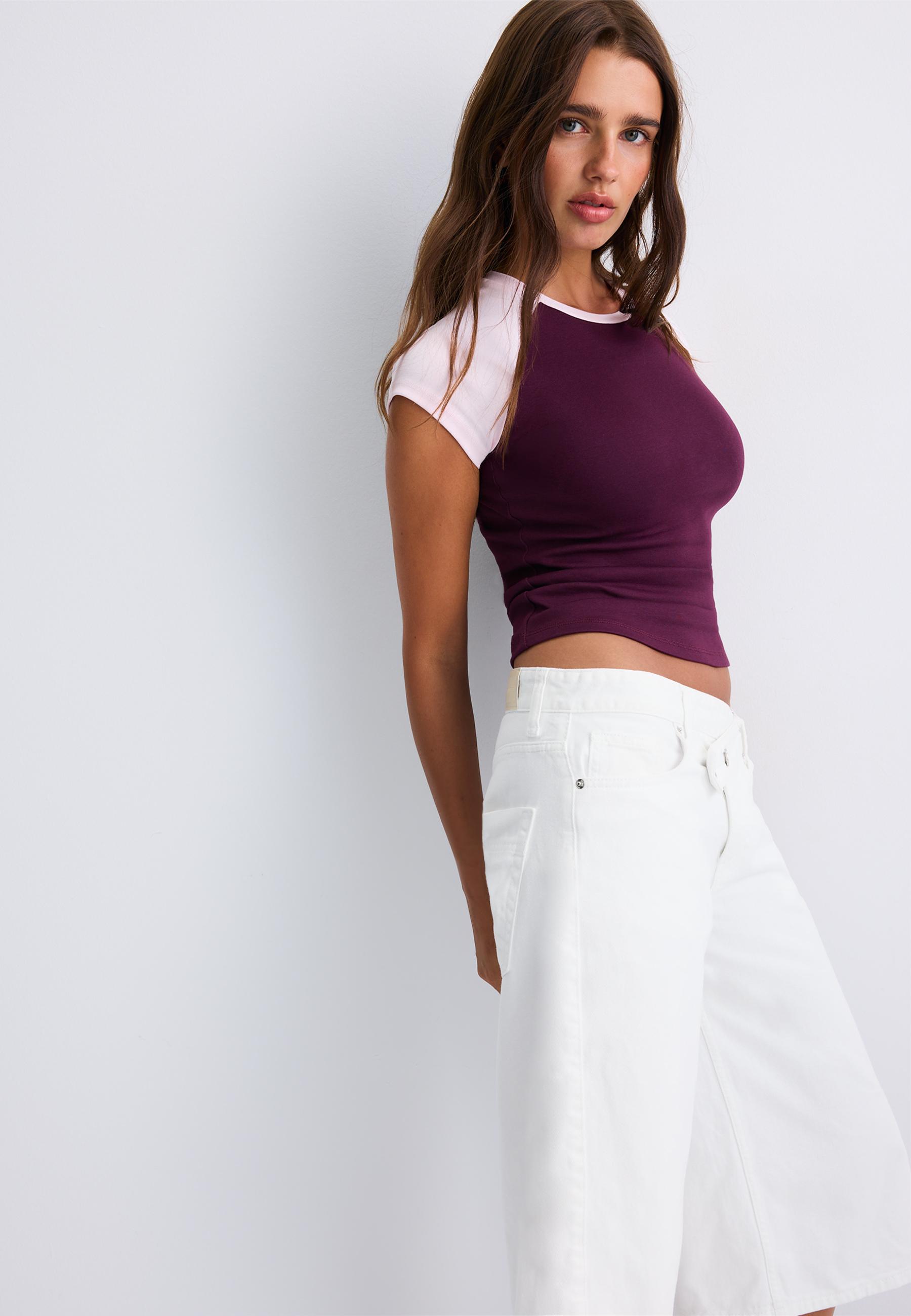 Short sleeve raglan T-shirt — Dark purple
