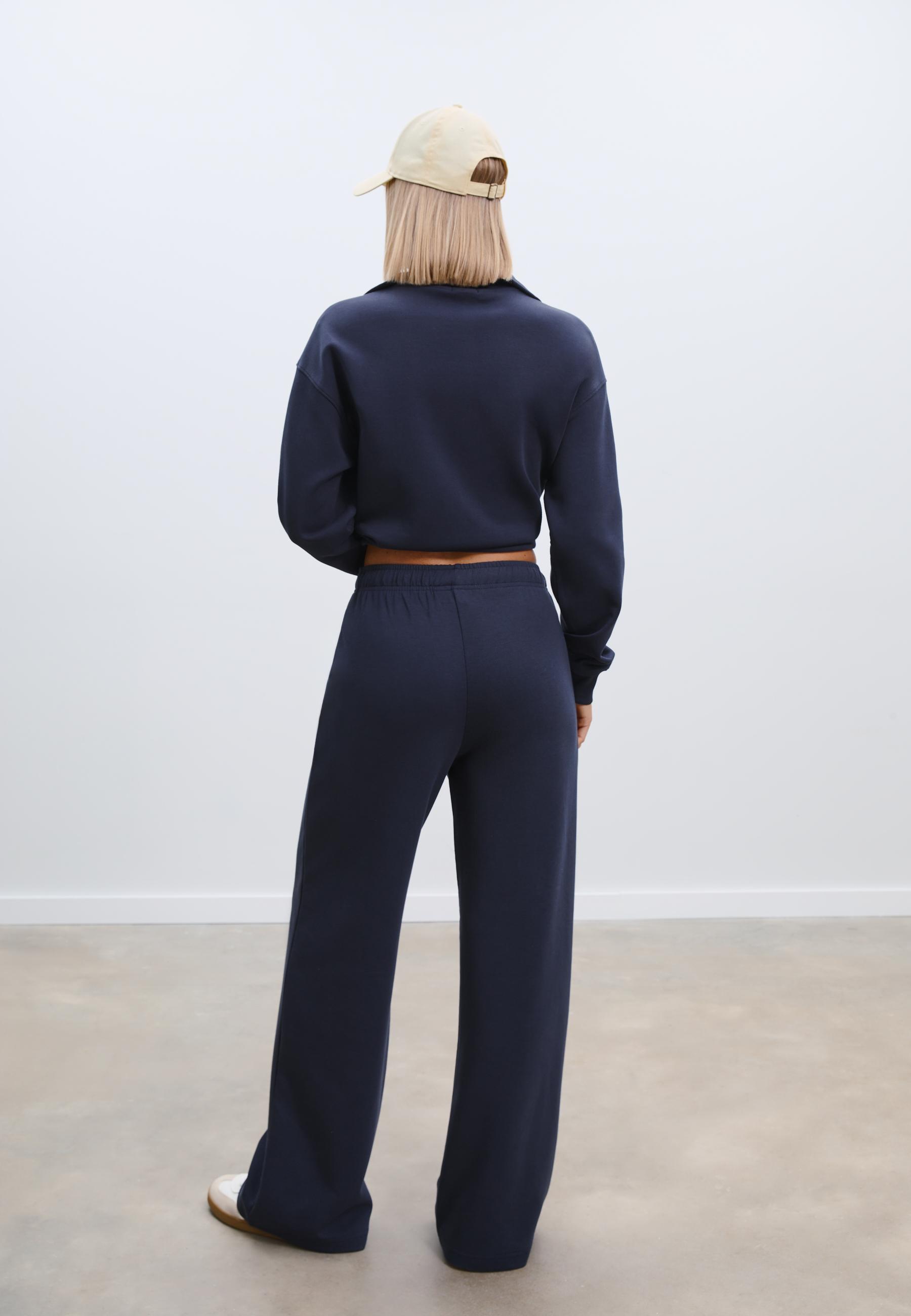 Wide-leg jogger trousers — Dark blue