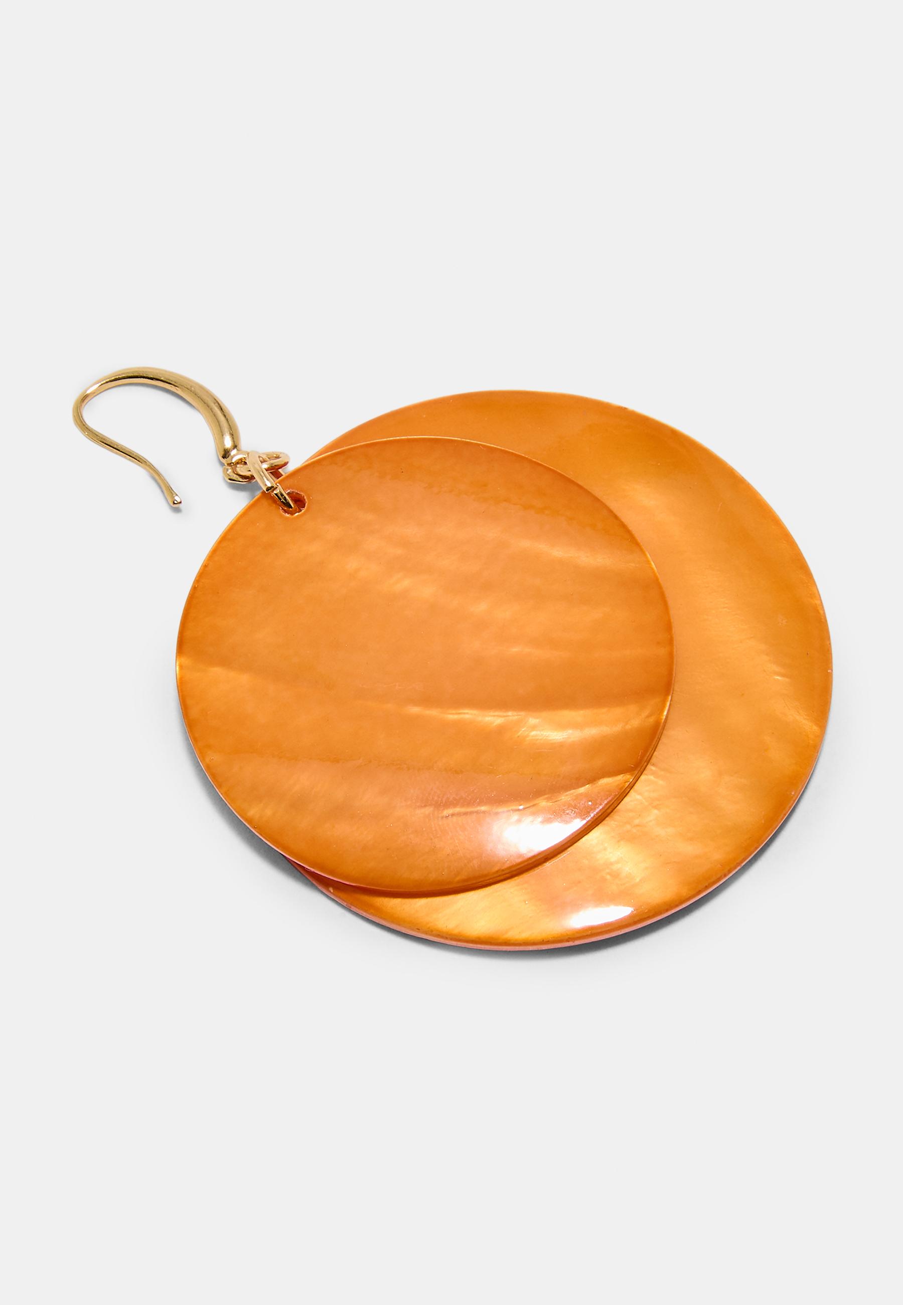 Mother-of-pearl effect earrings — Orange