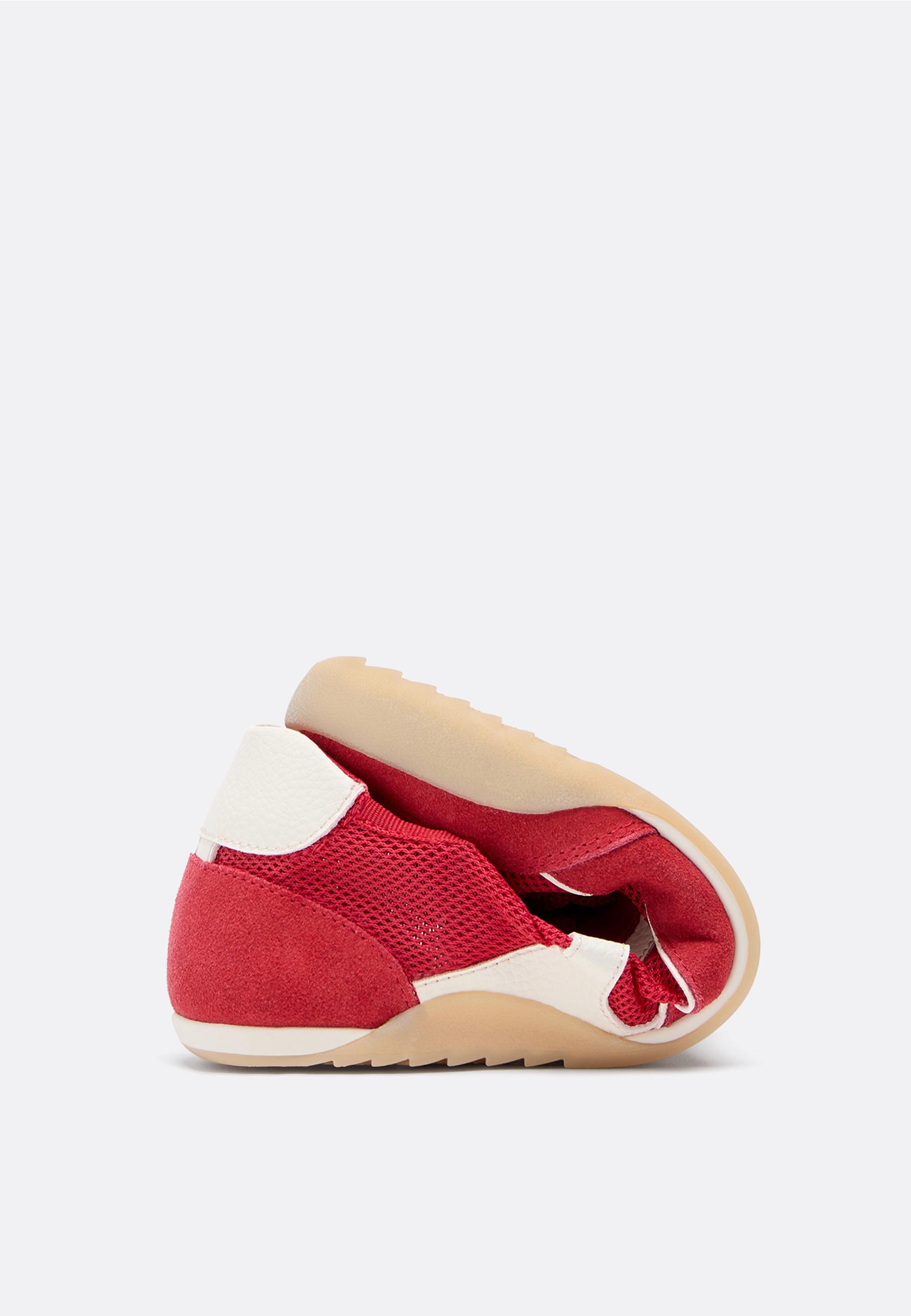 Mesh trainers with leather details — RED