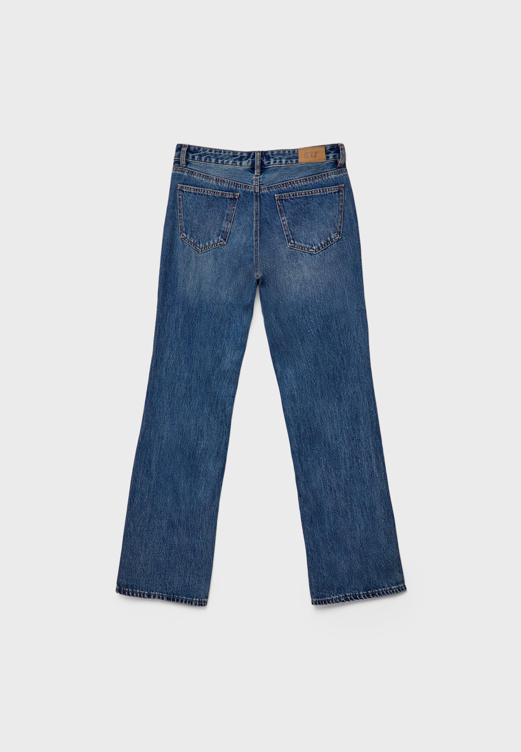 Low-rise straight leg jeans — MEDIUM LIGHT BLUE DENIM
