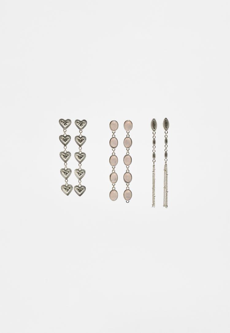 set 3 pendientes corazones