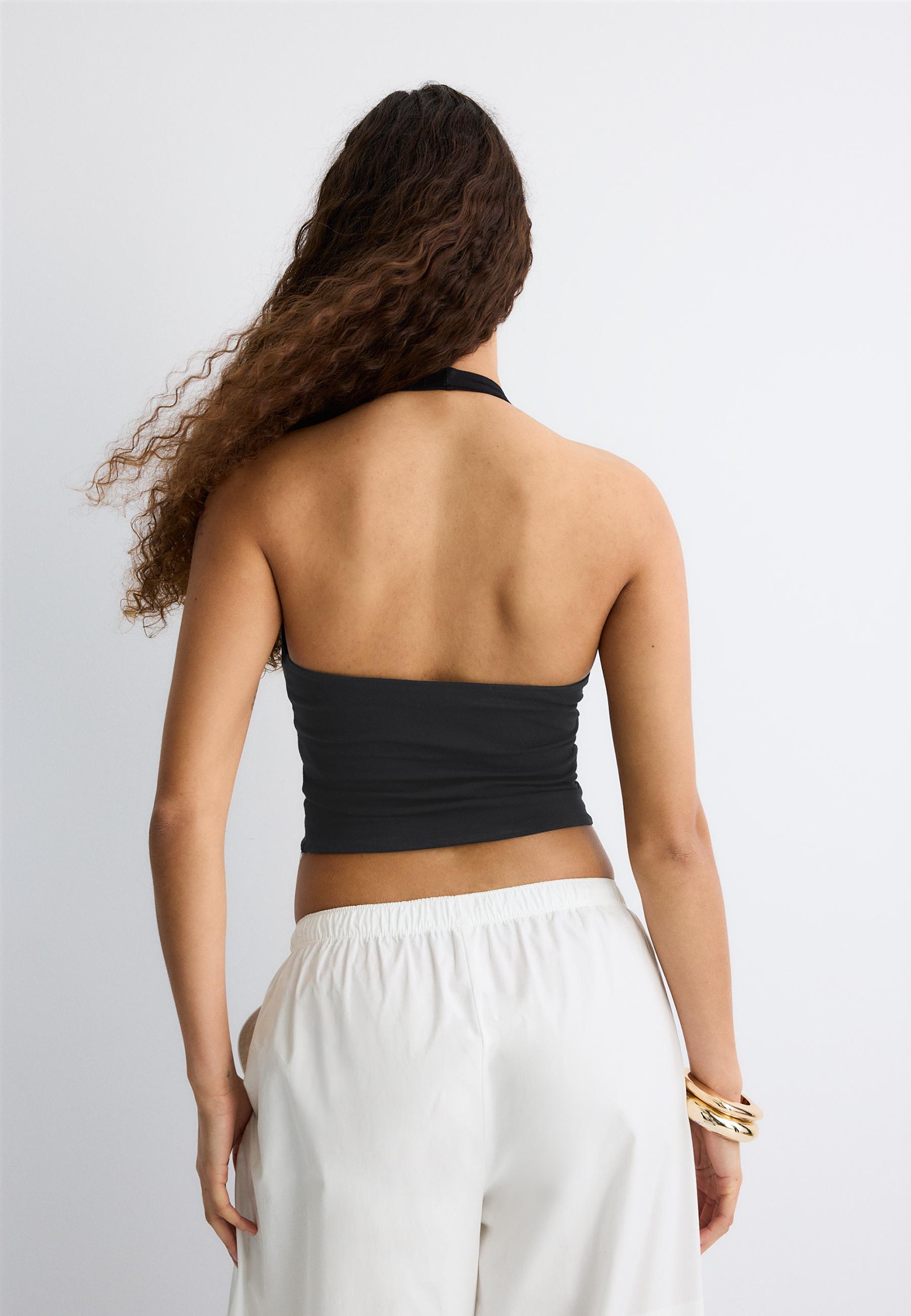 Halter crop top — Black