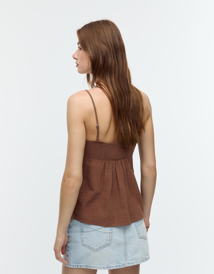 top fluide a bretelles en lin
