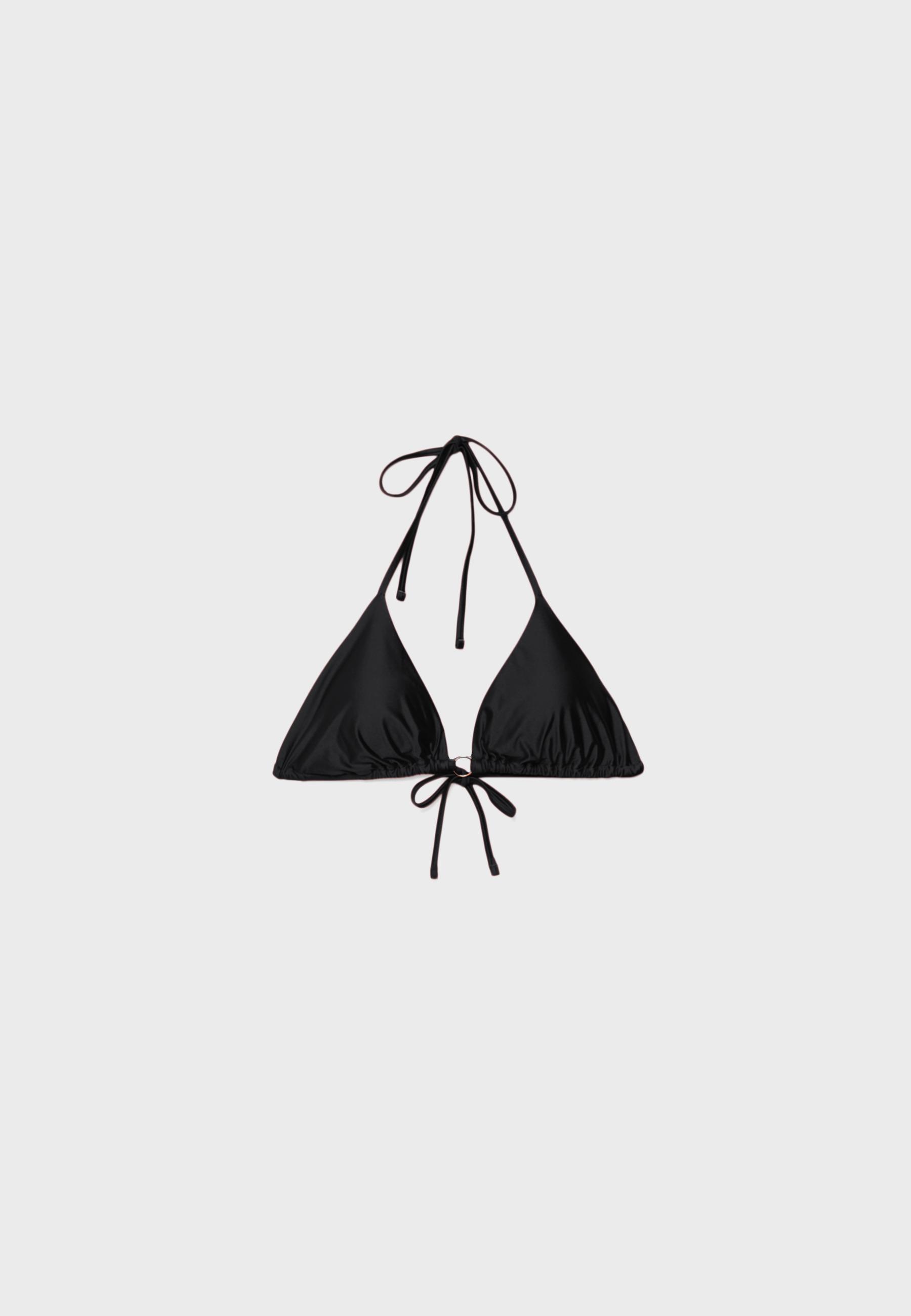 Satin triangle bikini top — Black