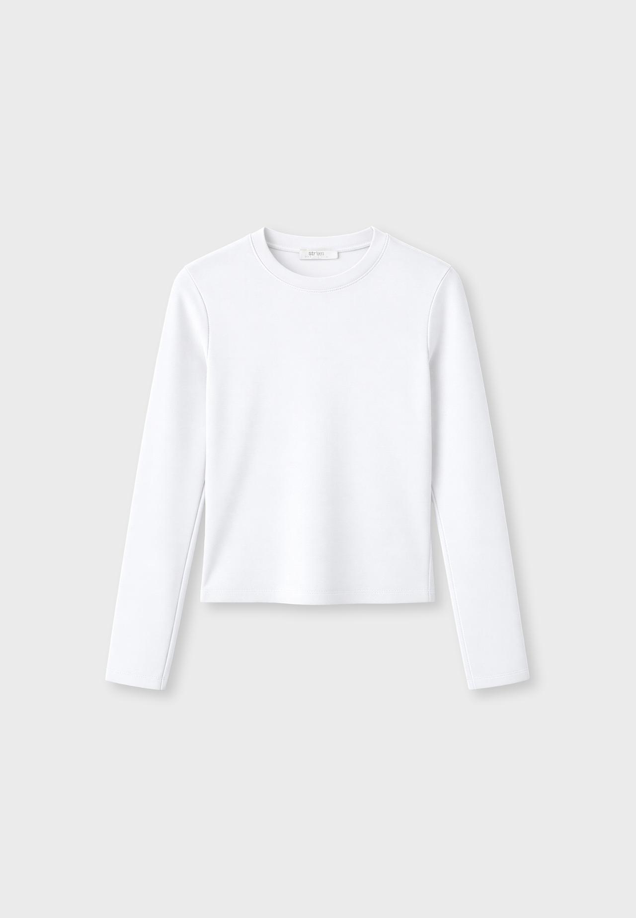 Long sleeve round neck T-shirt — Ecru