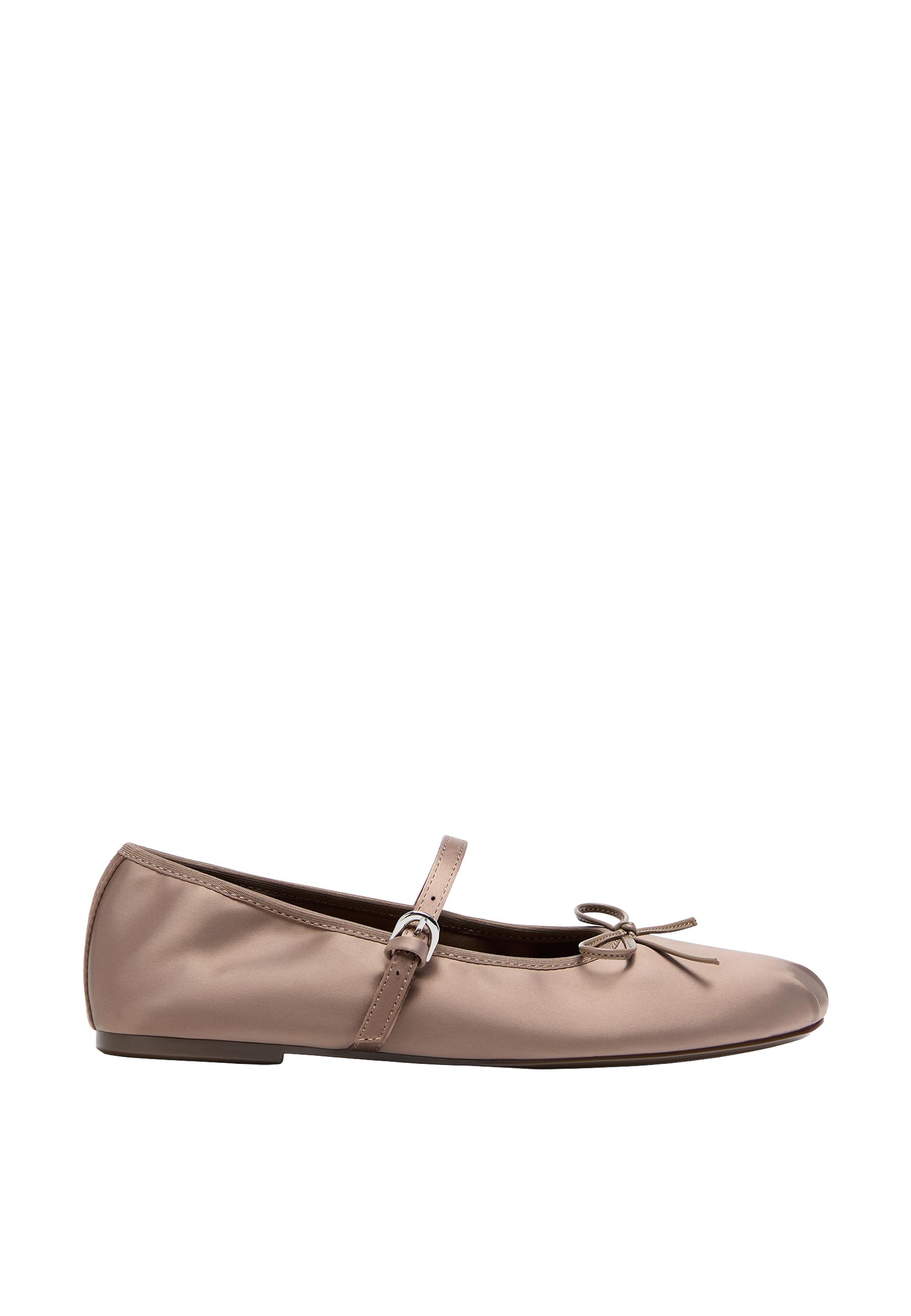 Satin buckle ballet flats — TAUPE