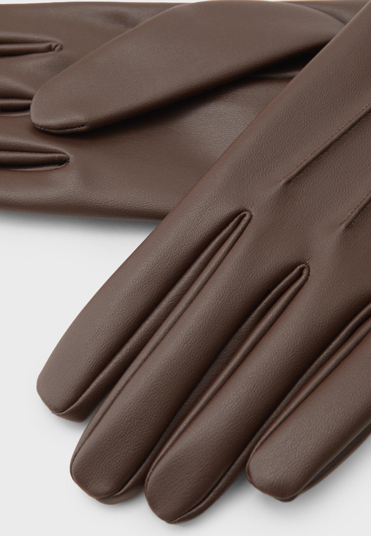 Basic leather effect gloves — Brown