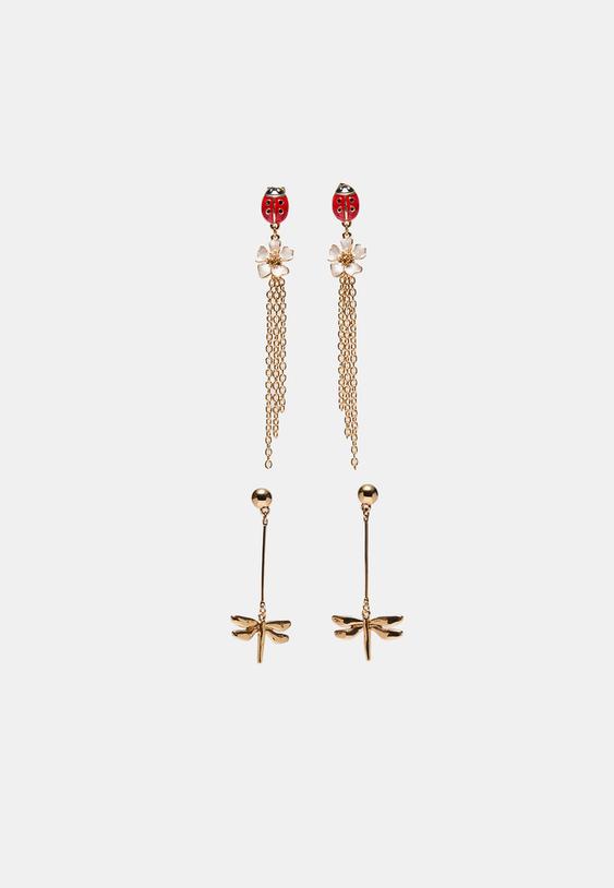 set 2 pendientes largos garden