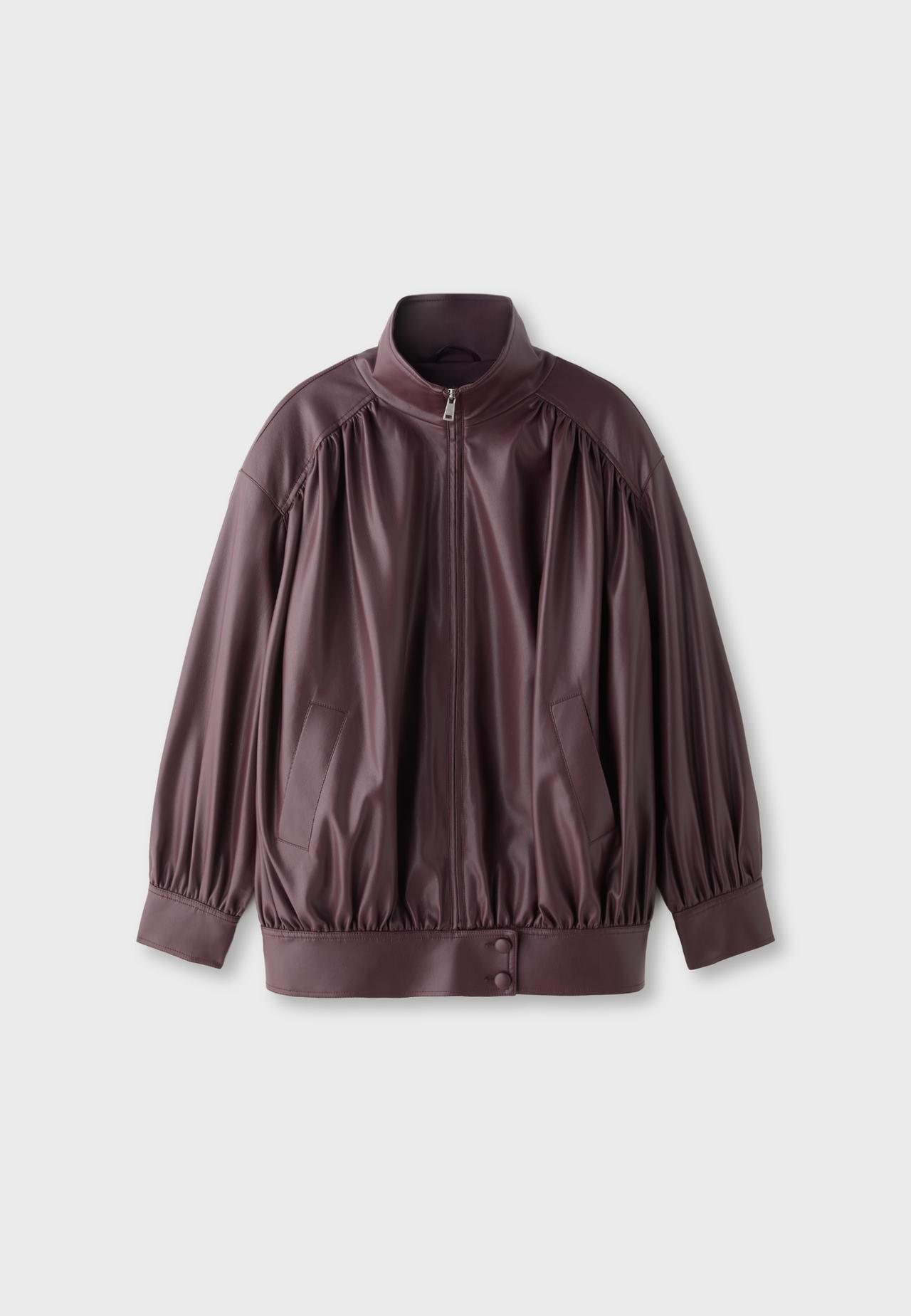 Leather effect gathered jacket — Purple