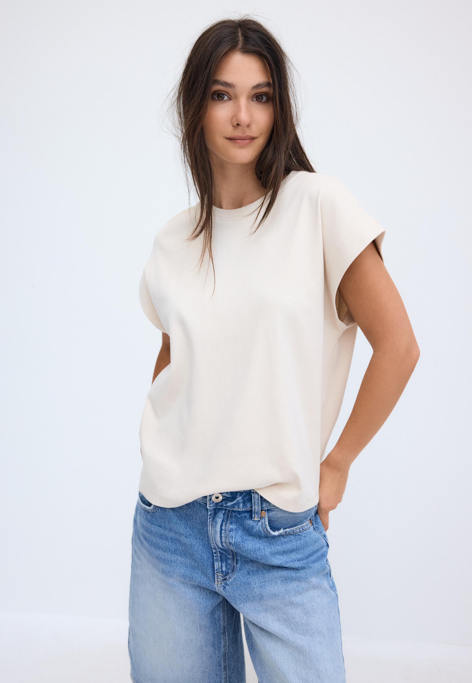 Stradivarius B06 Basic Μπλούζα Με Ριχτή Μανίκια Πέτρα S