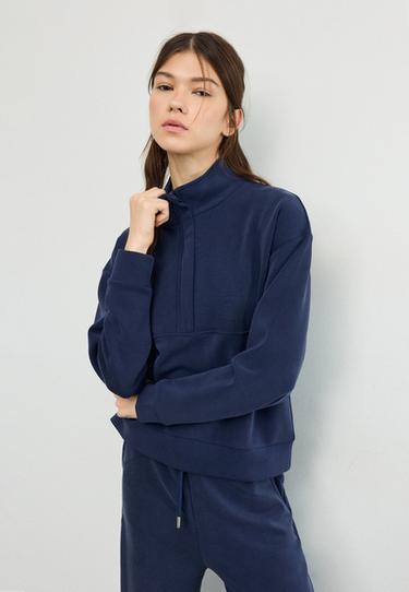 Yumuşak dokulu fermuarlı sweatshirt - Görsel 14