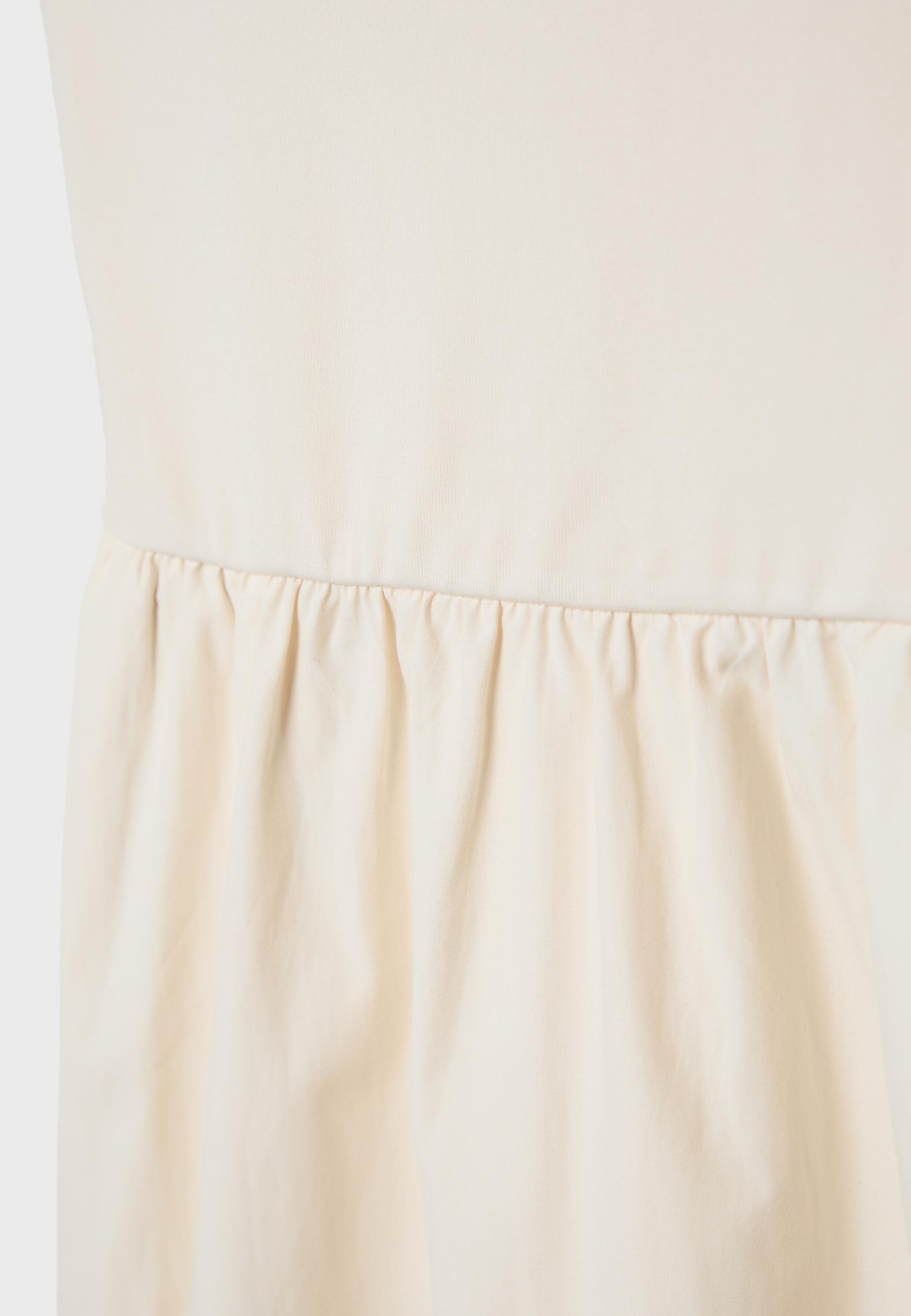 Two-material strappy midi dress — Ecru