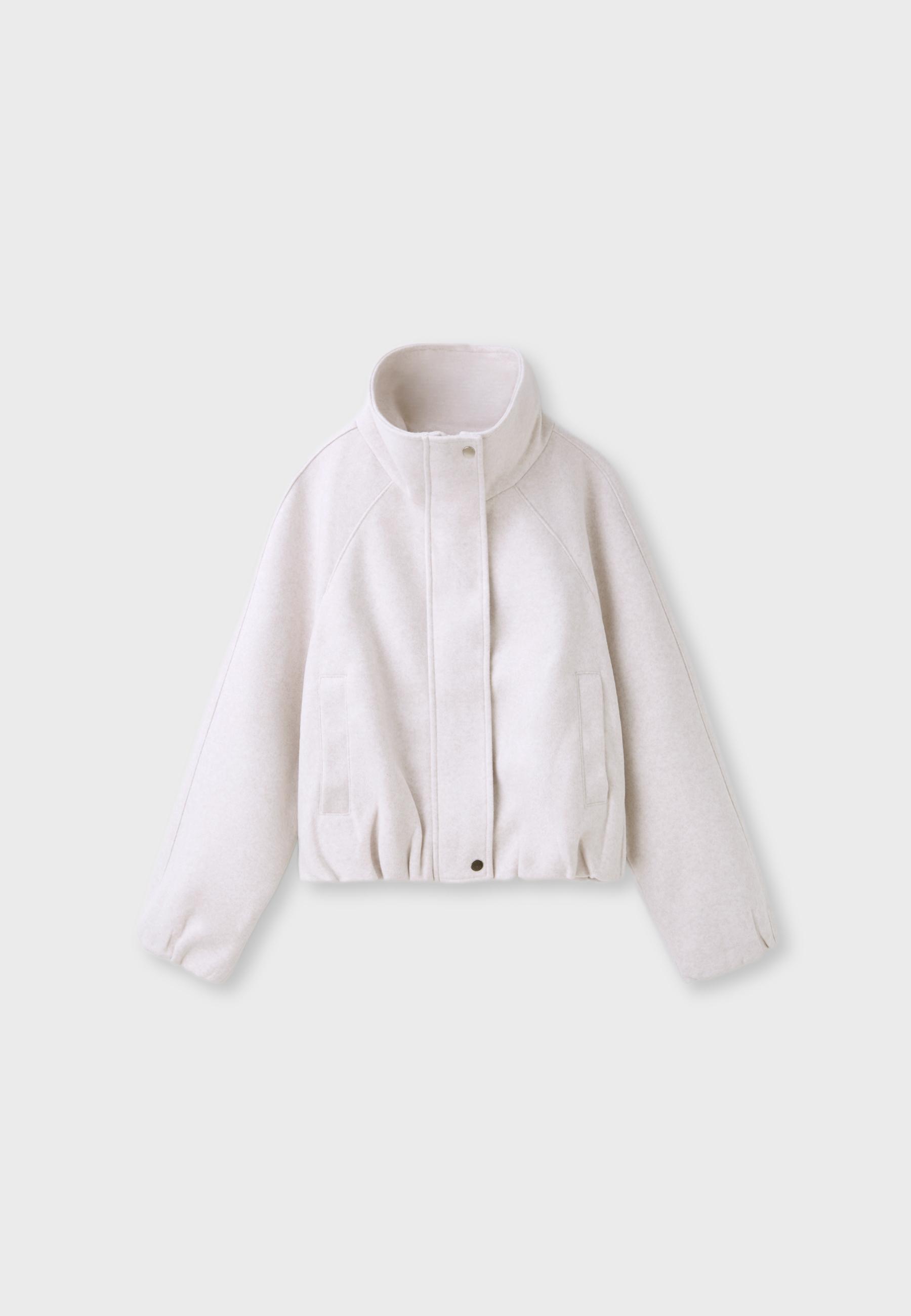Soft-touch bomber jacket — Ecru