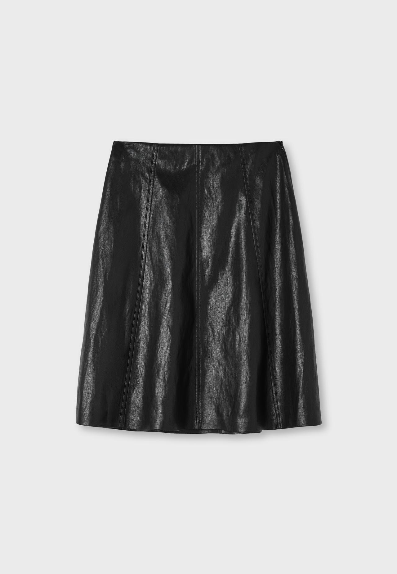 Leather effect flared midi skirt — Black