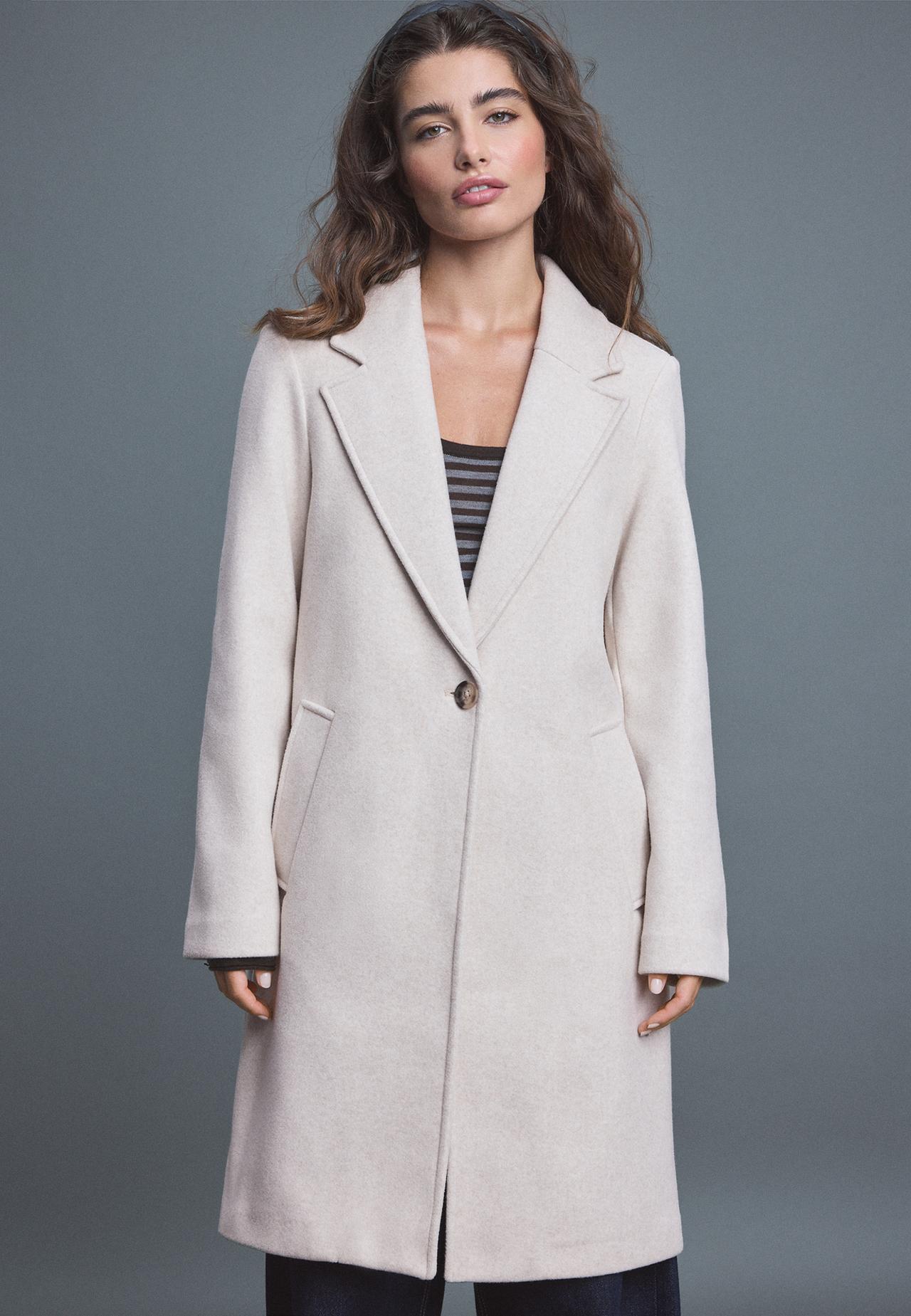 Midi button coat — Ecru