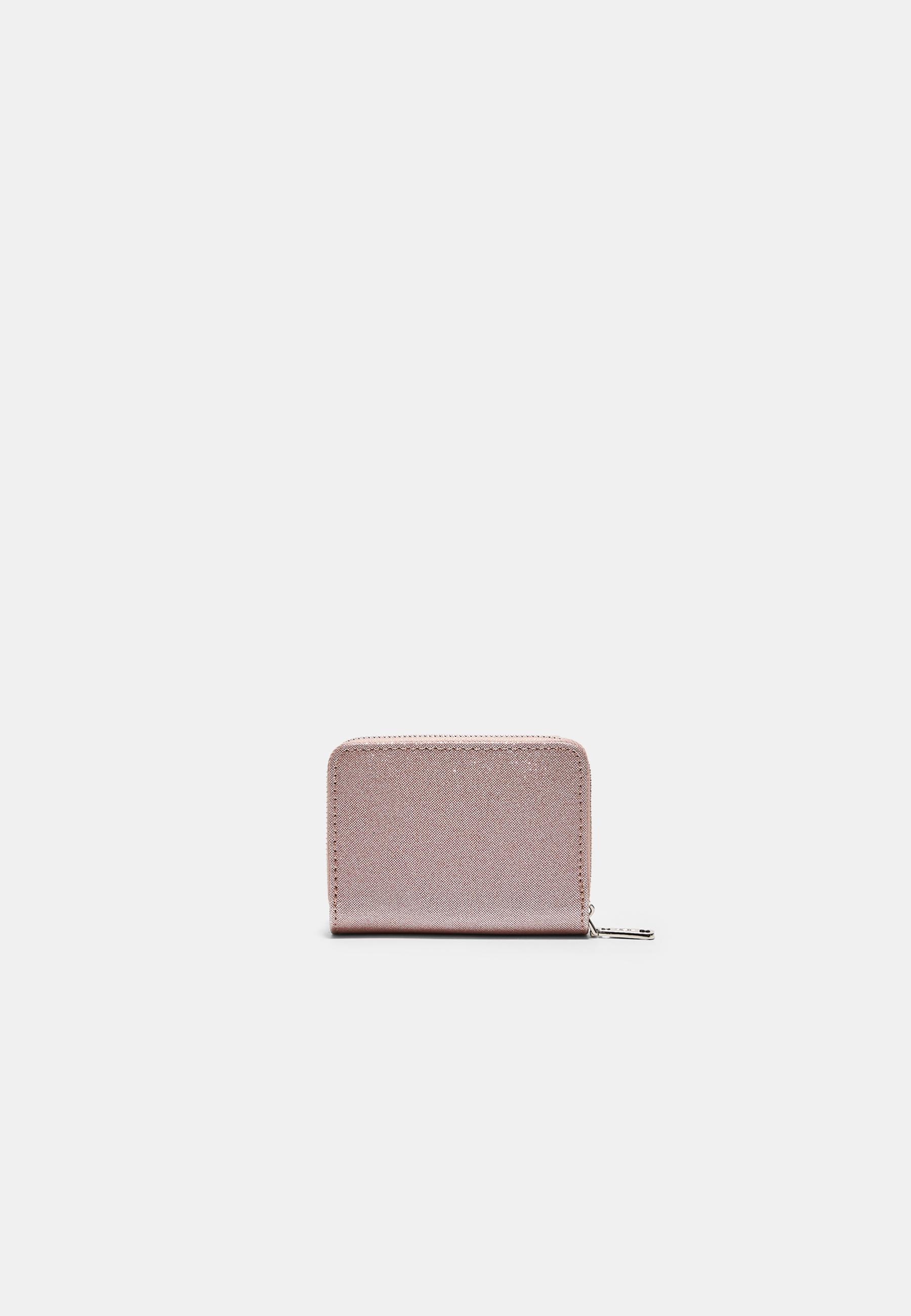SHIMMERY ZIP-UP PURSE — Pastel pink