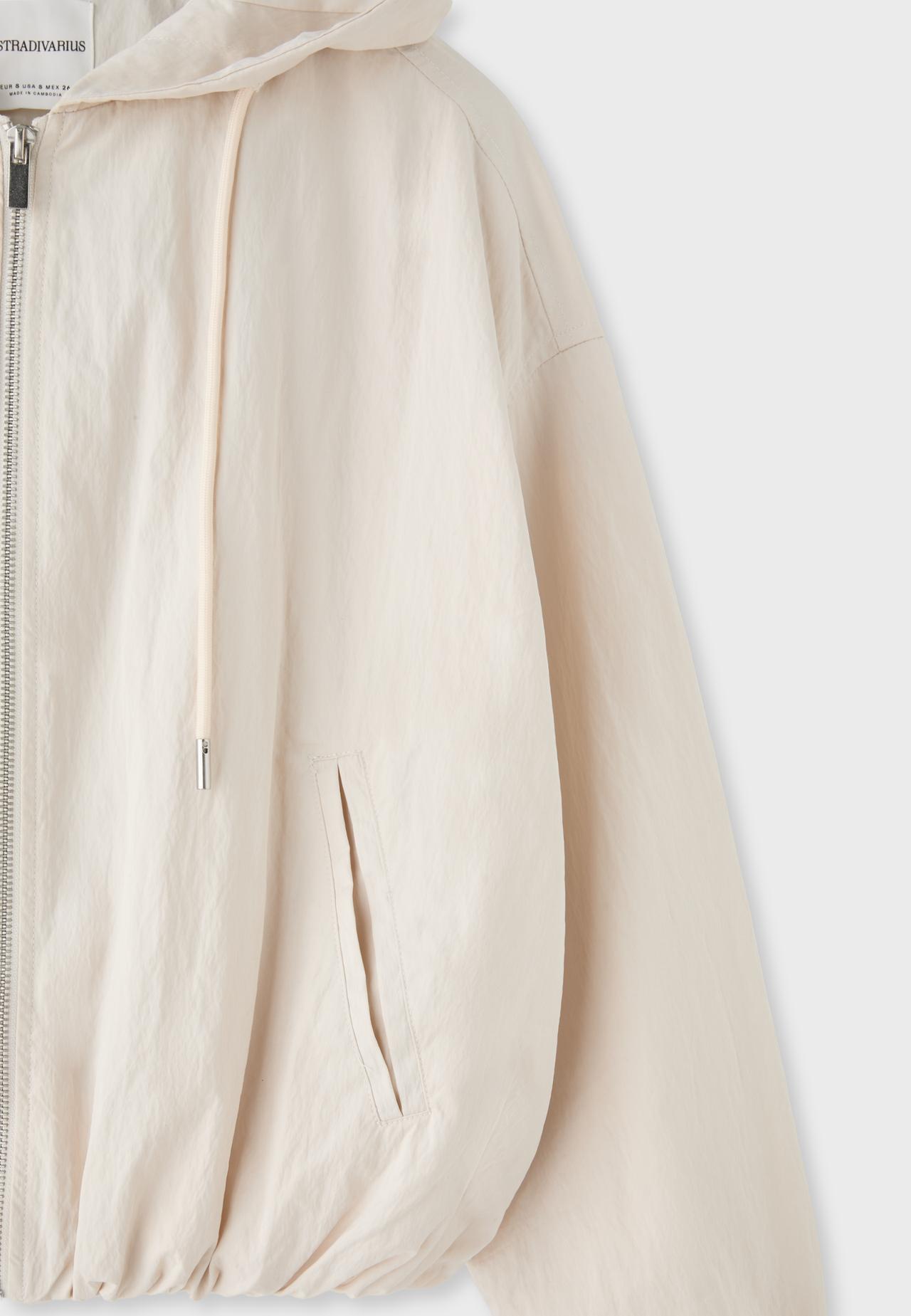 Basic nylon hood jacket — Ecru