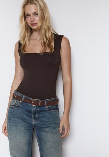 Kare yaka poliamid body - Görsel 10