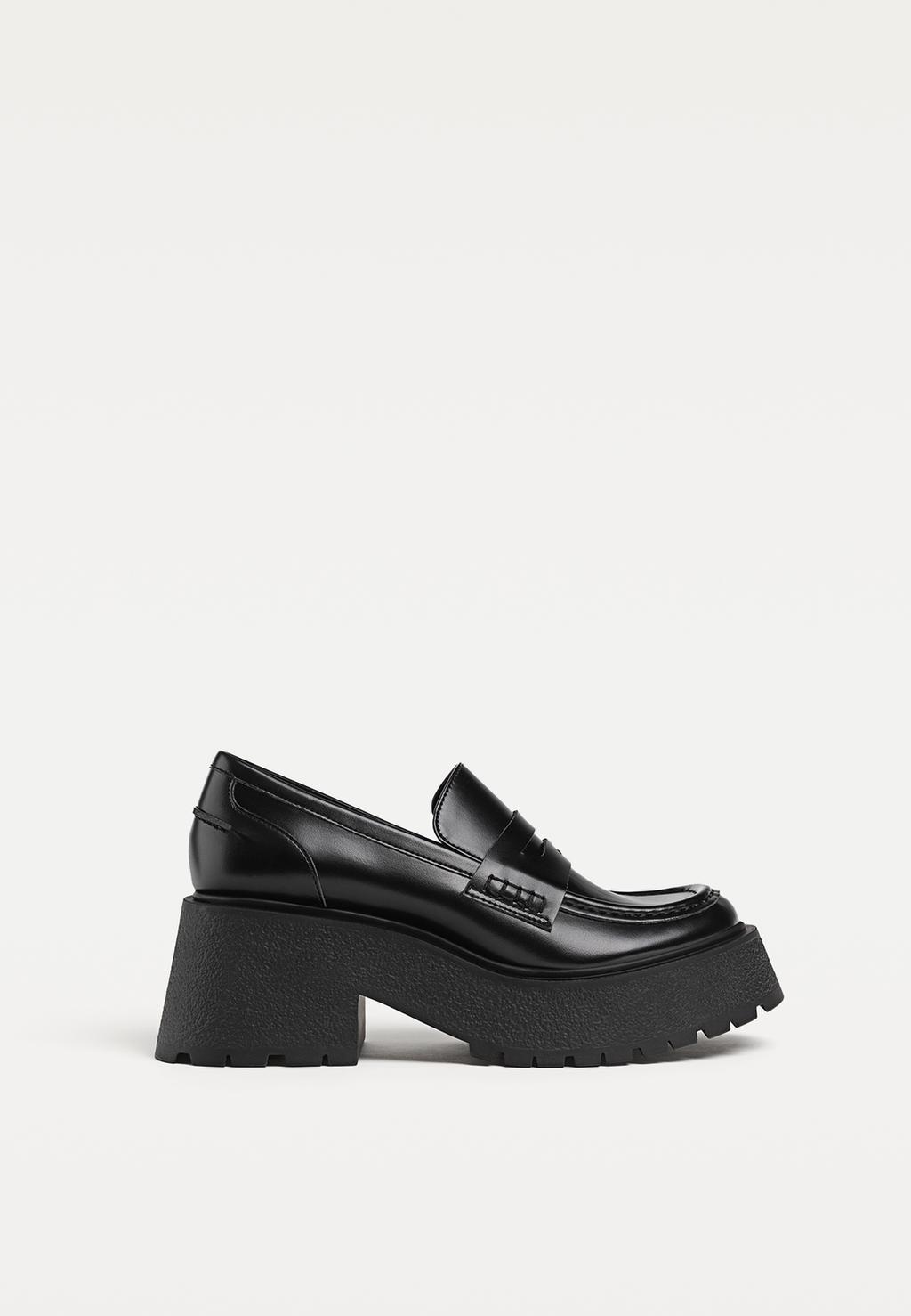 High-heel loafers with penny strap