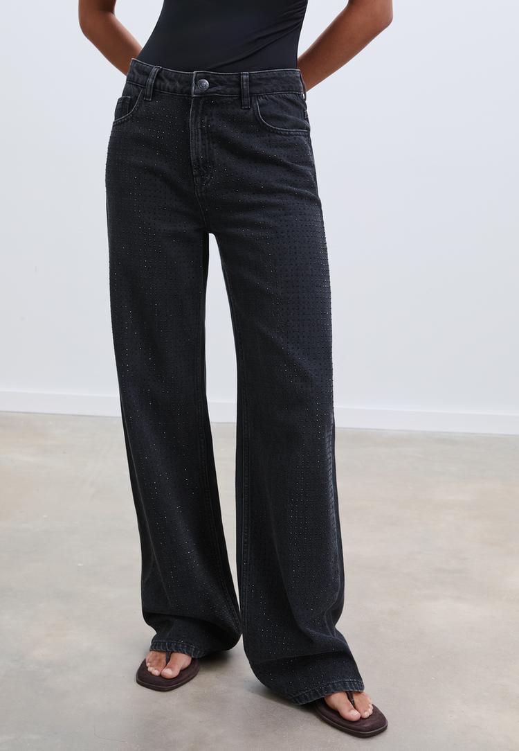 jeans straight fit brillos