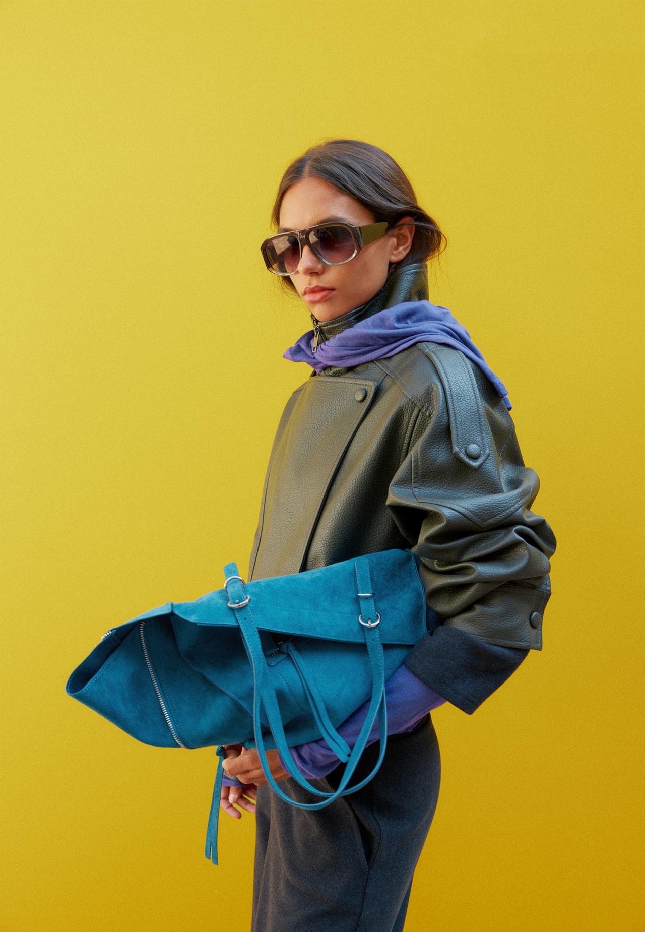Shopper bag with zips — Teal