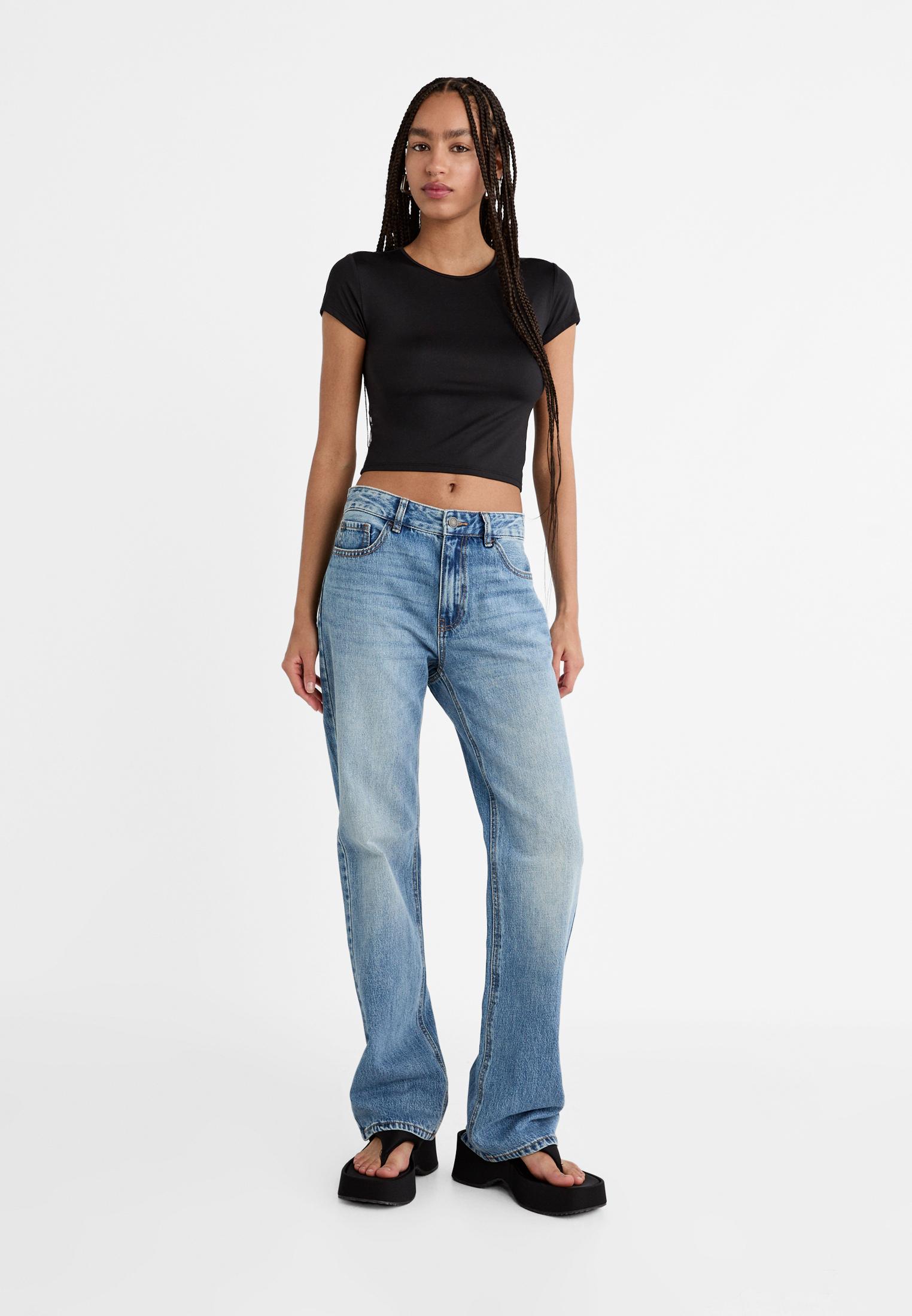 Pleated Skirt Denim Skirt Zara Uk Straight Leg Mid Rise Jeans