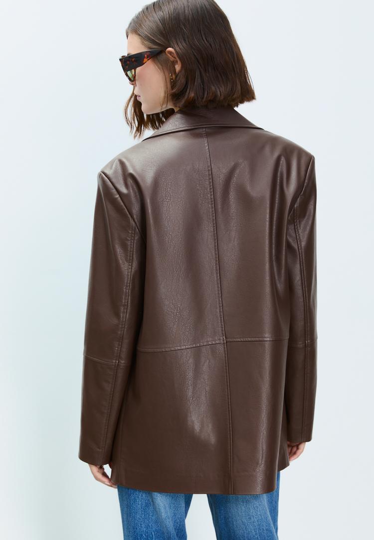 faux leather blazer