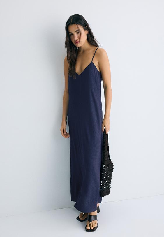 textured strappy midi dress