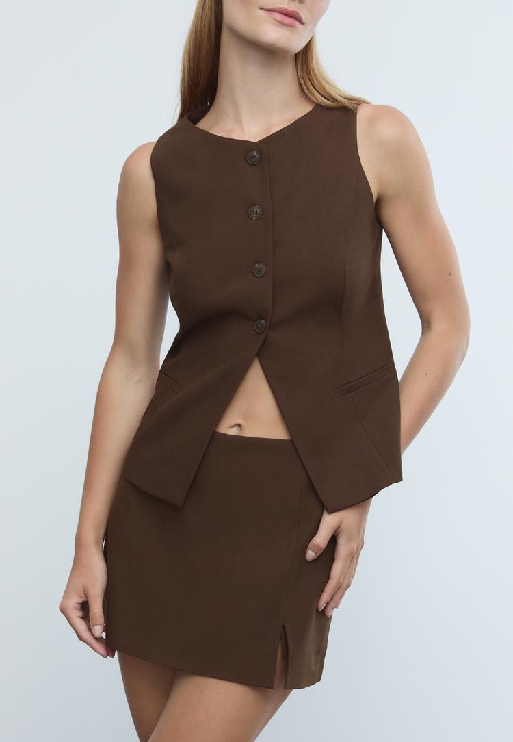 gilet regolare con bottoni