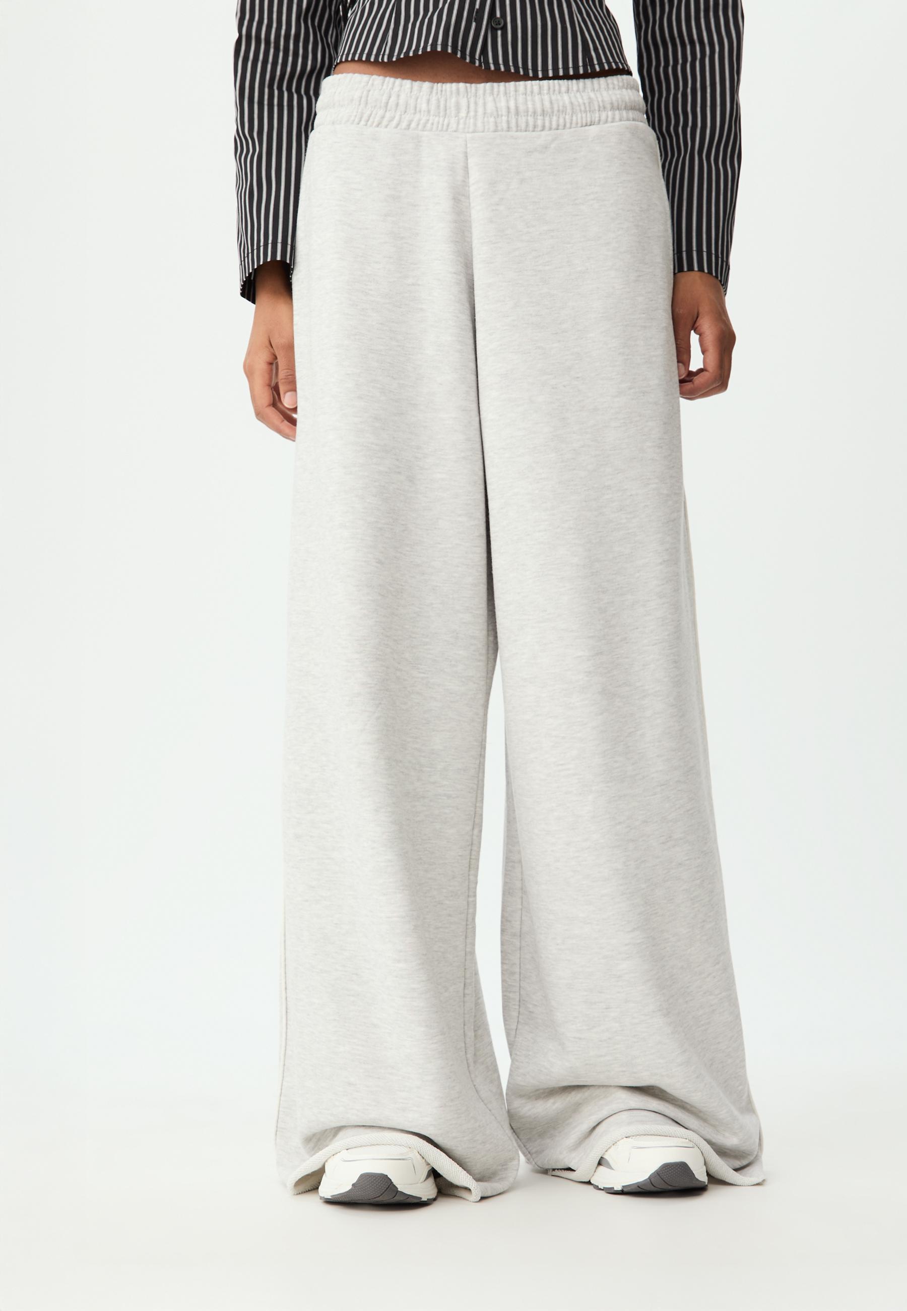 Wide-leg plush trousers with trim detail - Women's fashion