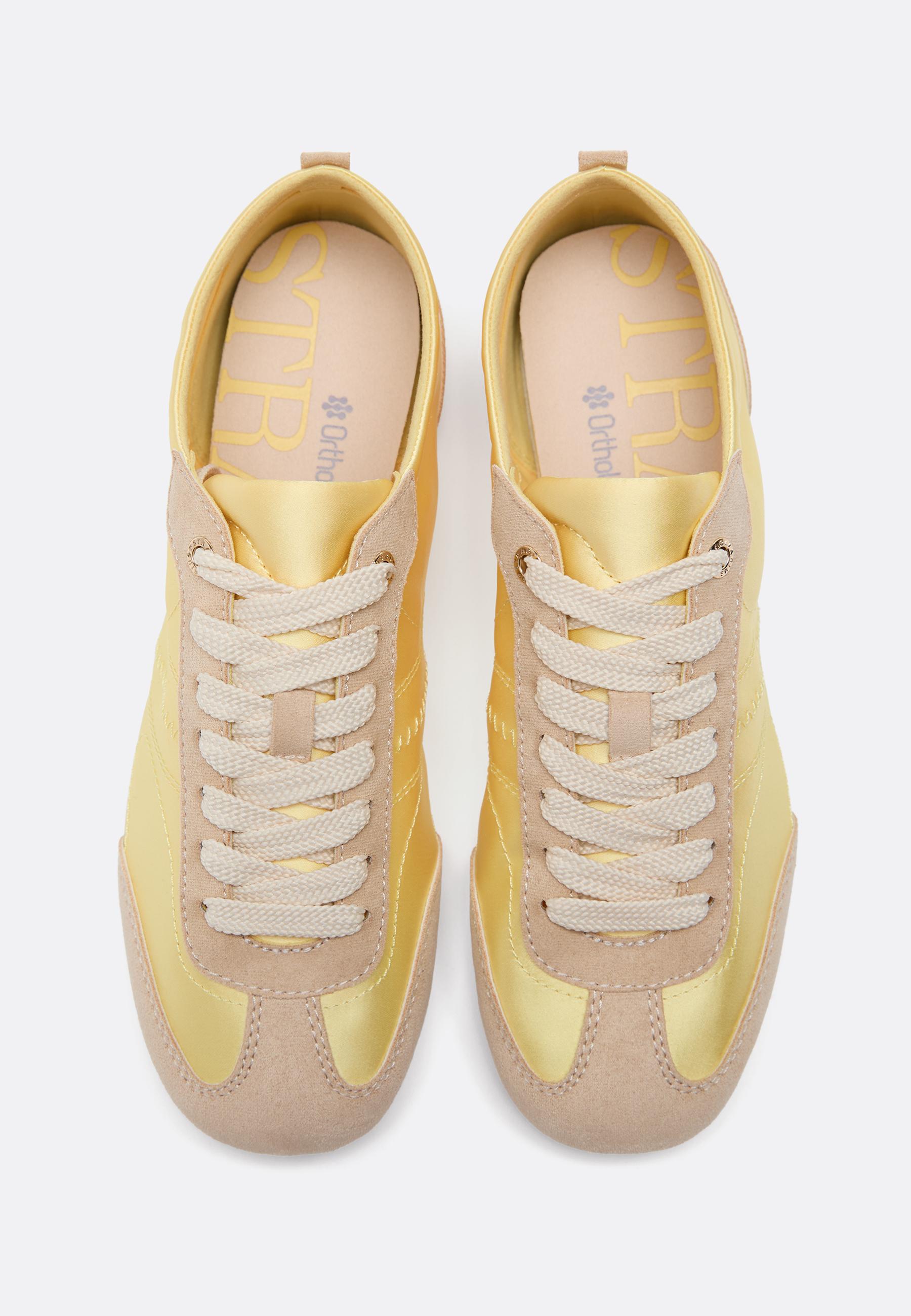 Satin finish flat slippers — YELLOW