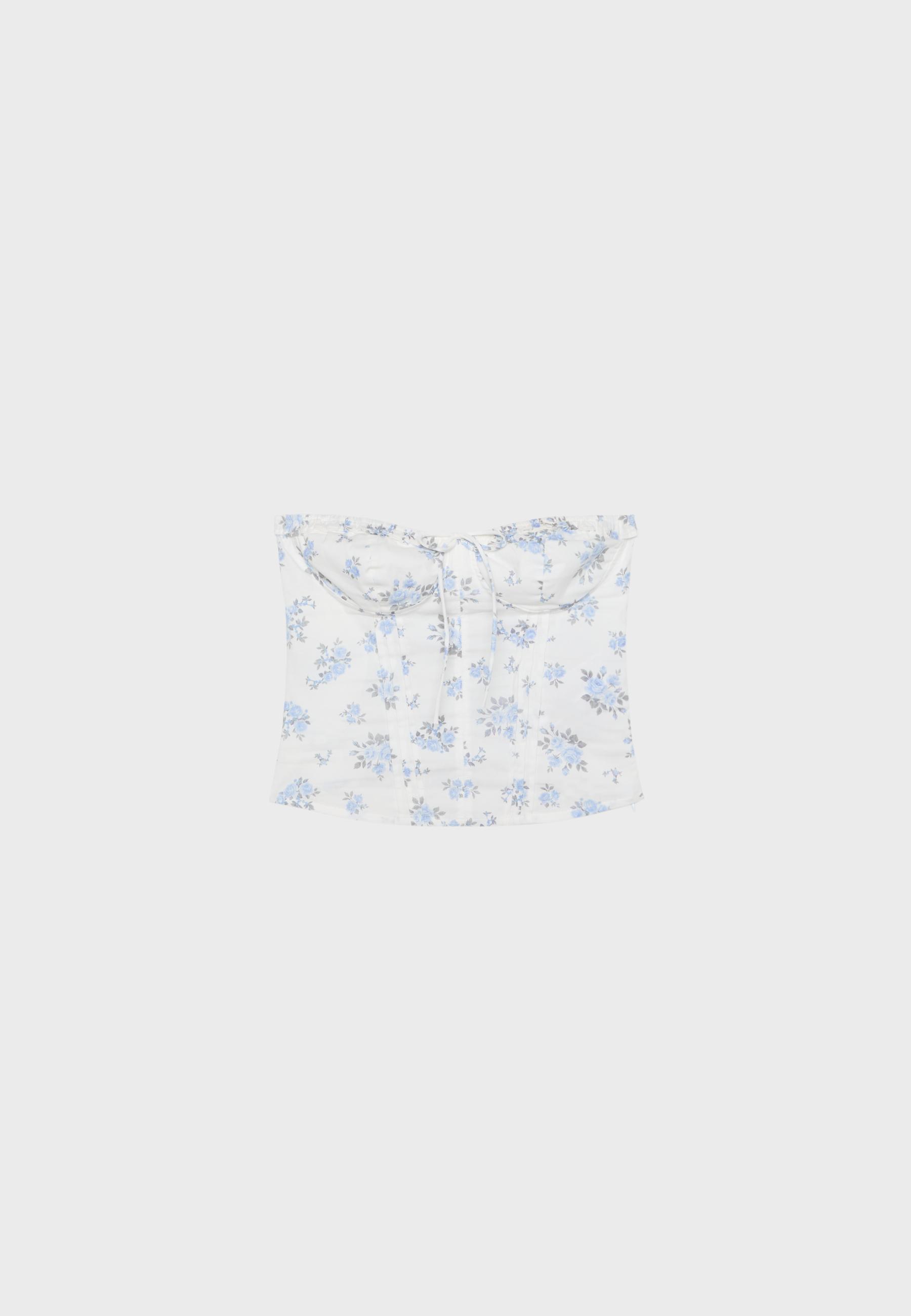 Floral print corset top — Sky blue