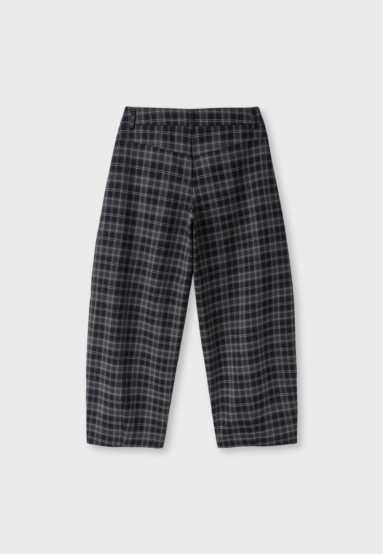 Checked smart barrel trousers — Black