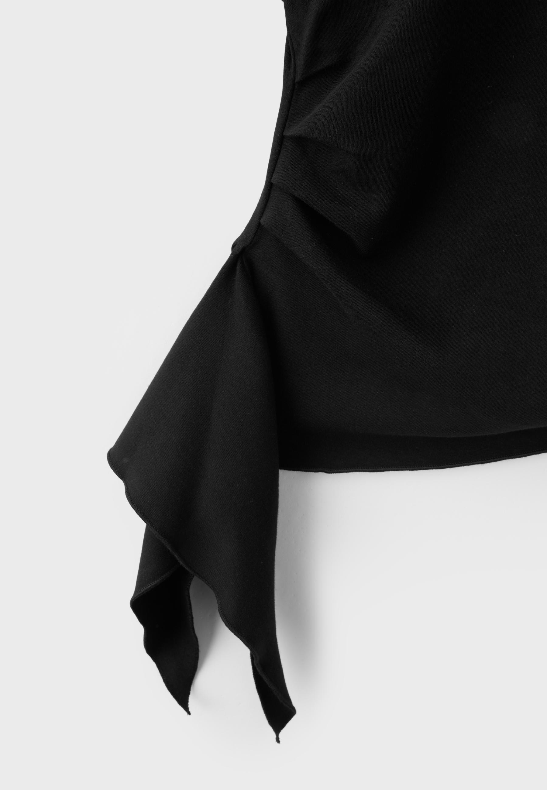 Asymmetric short sleeve T-shirt — Black