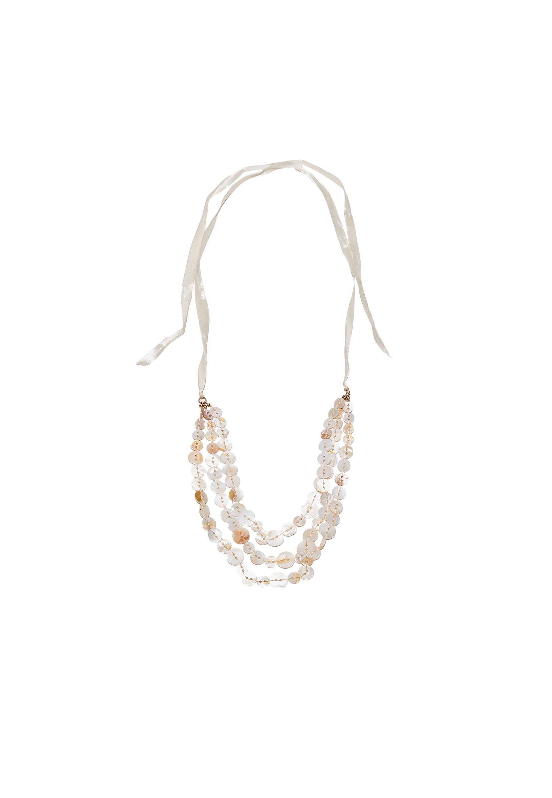 Multi-layered button necklace — Ecru