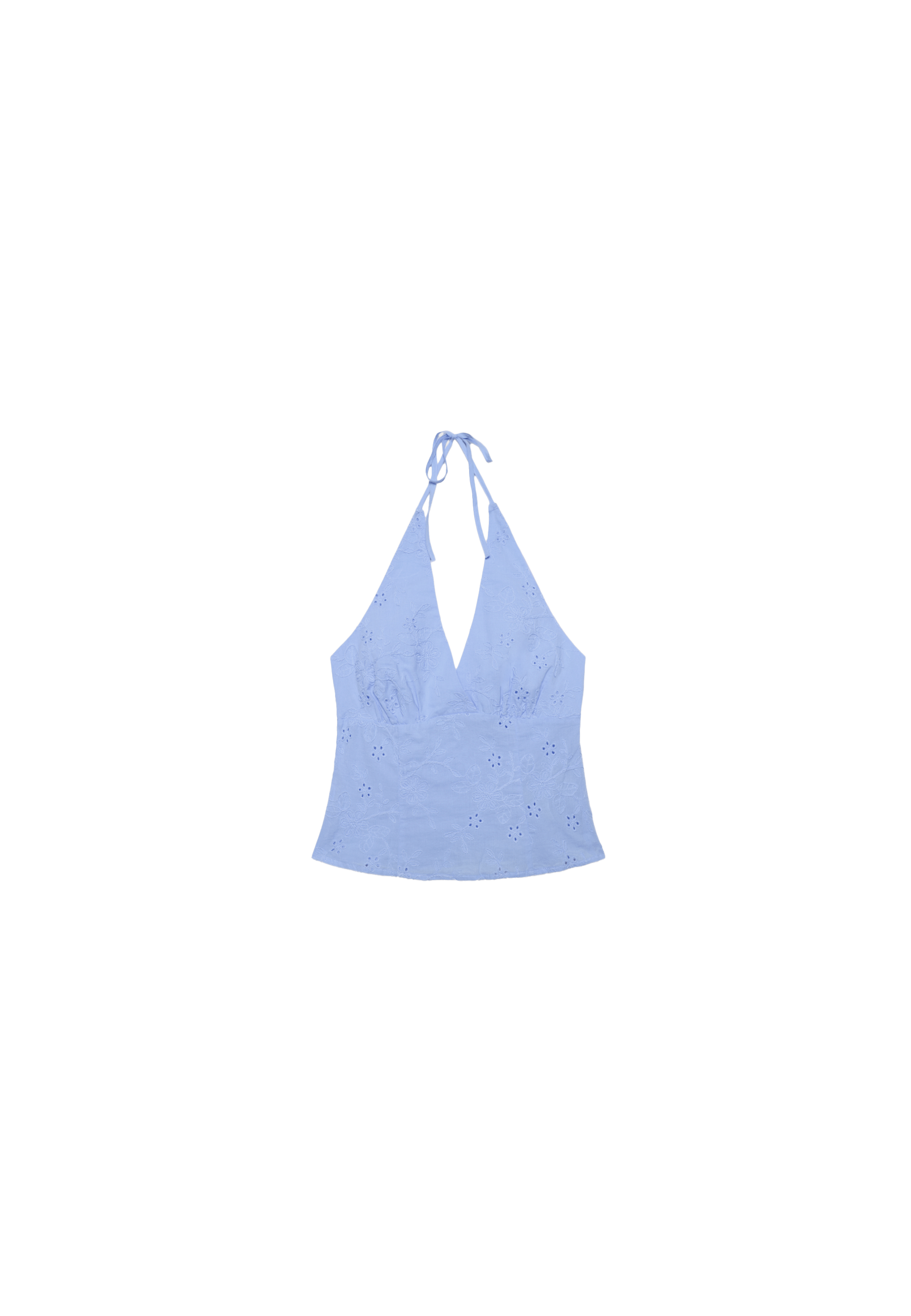 Embroidered halter top — Blue