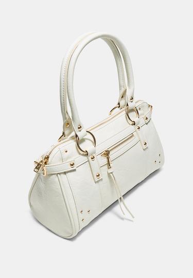 Studded shoulder bag with pocket — Ecru 4
