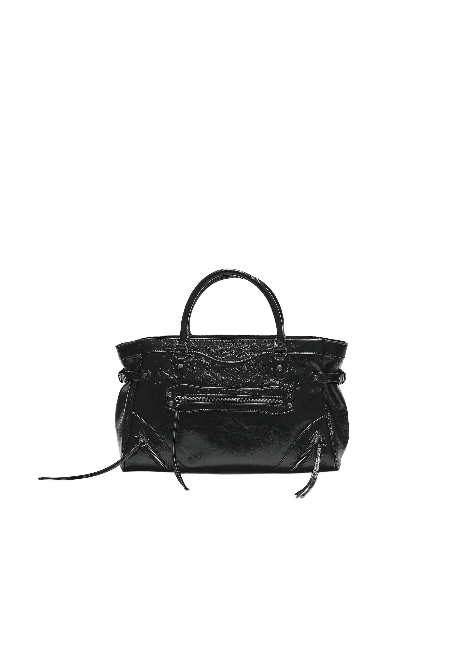 Large city bag with zip pulls — Black