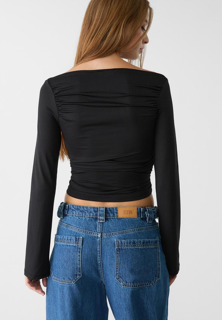 camiseta manga larga frunce
