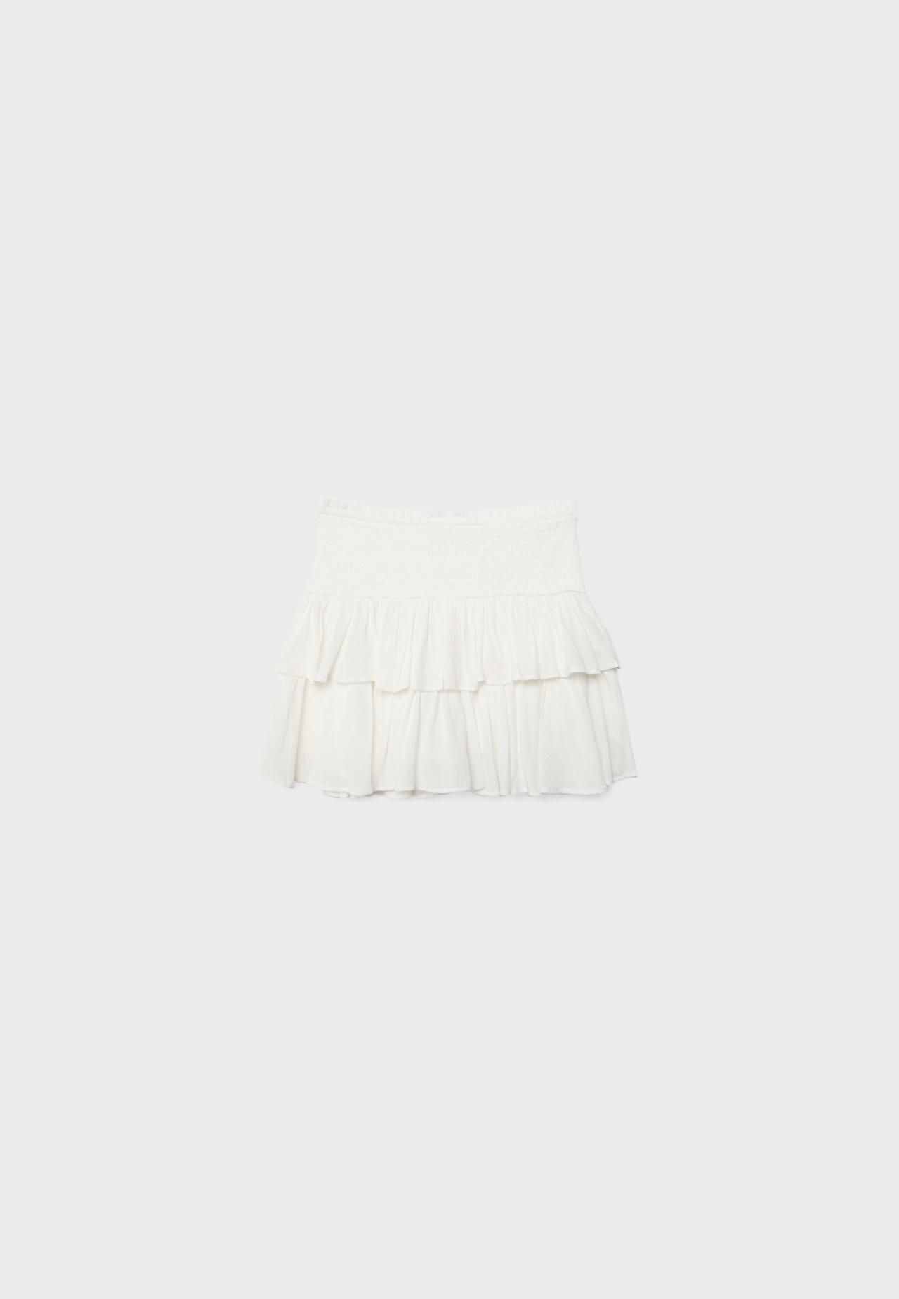 Ruffled mini skort — White
