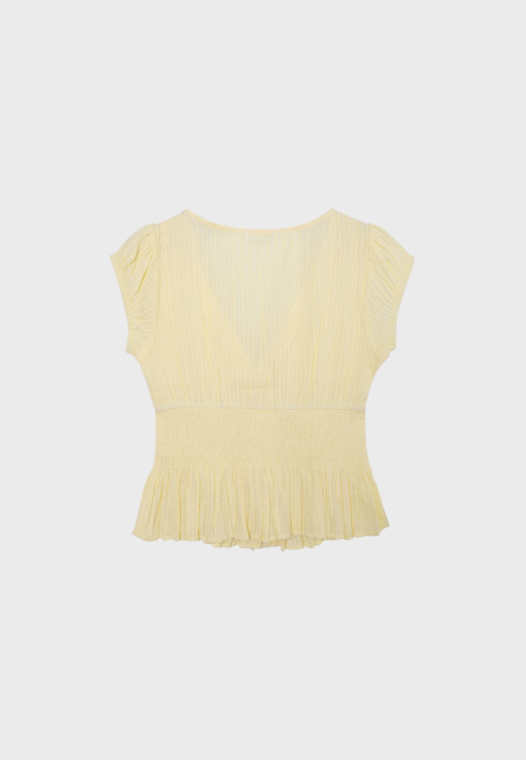 Short sleeve shirred shirt — Gold
