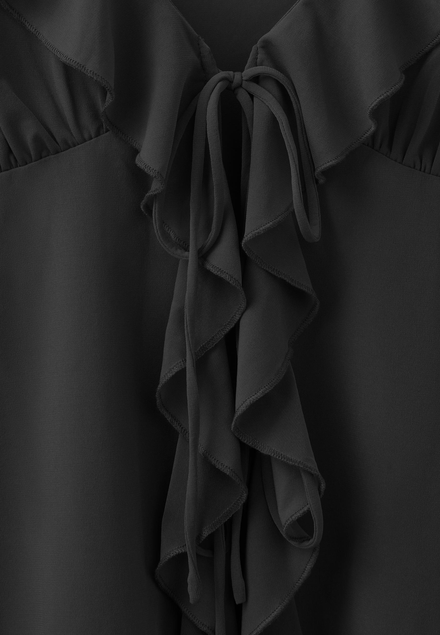 Ruffled strappy top — Black