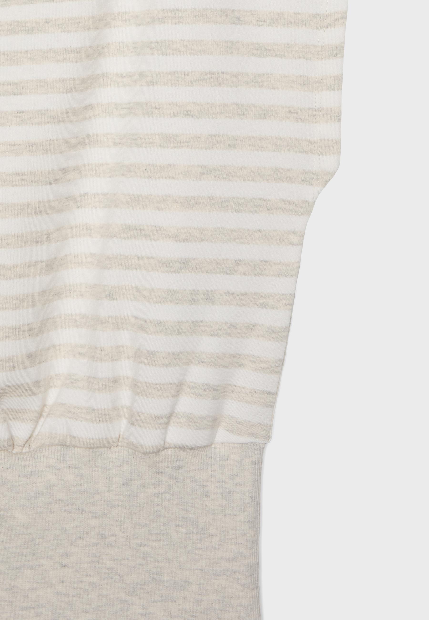 Striped Boat Neck Fitted T-Shirt — Stone