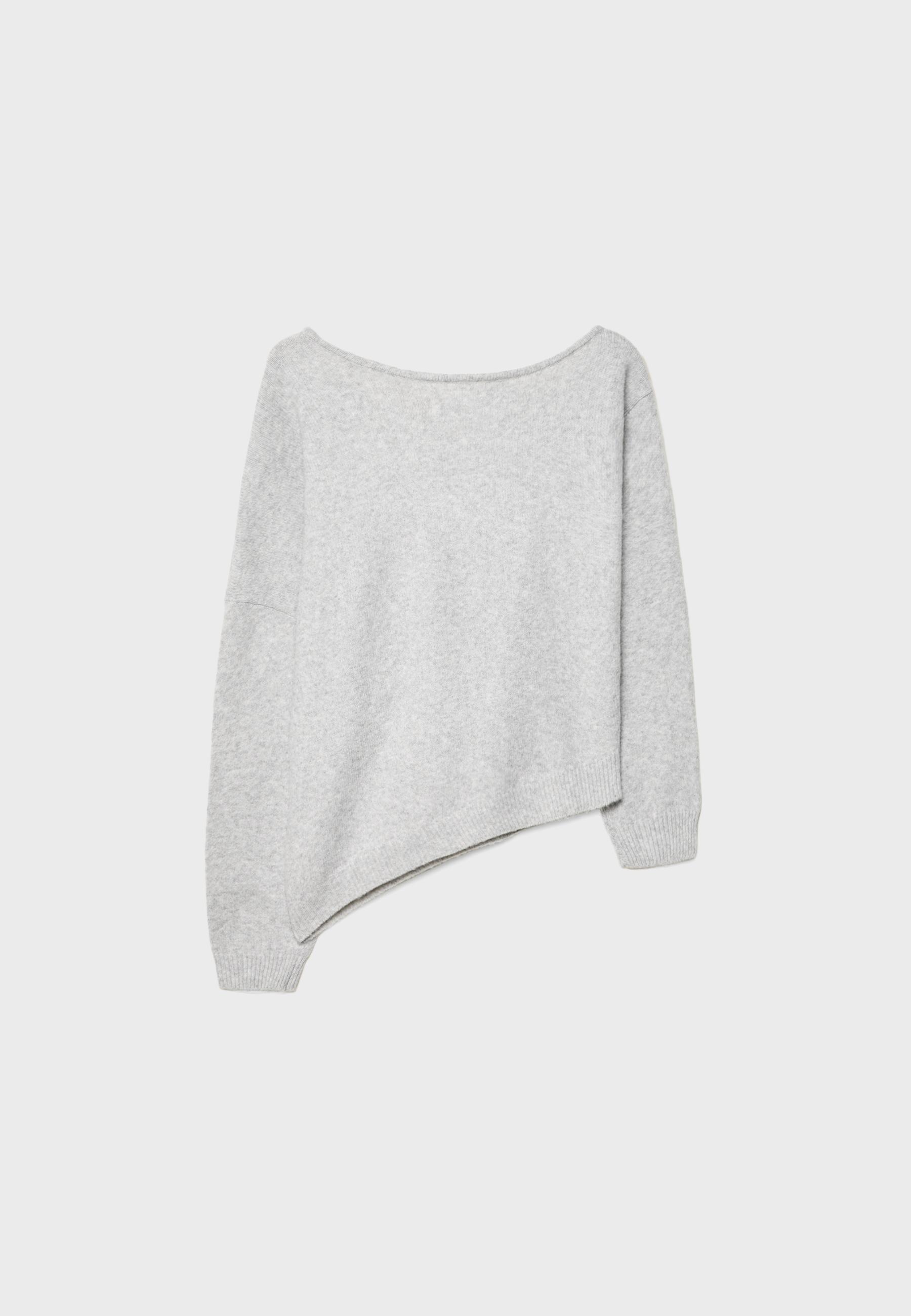 Asymmetric knit sweater — Grey melange